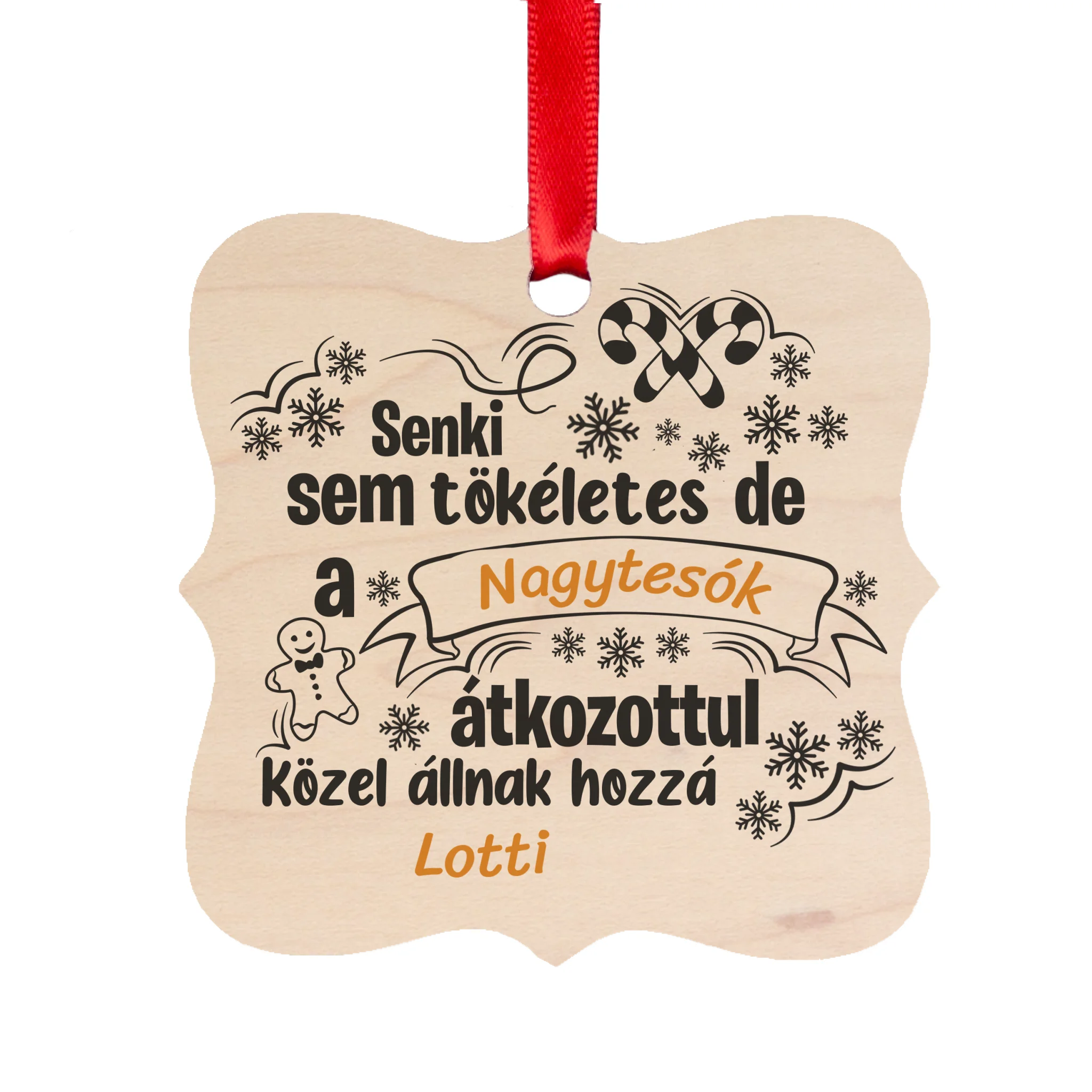 Vicces feliratos karácsonyi mintás négyzetes karácsonyfadísz