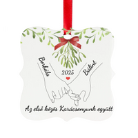 Első közös karácsonyunk - Egyedi neves négyzet alakú karácsonyfadísz