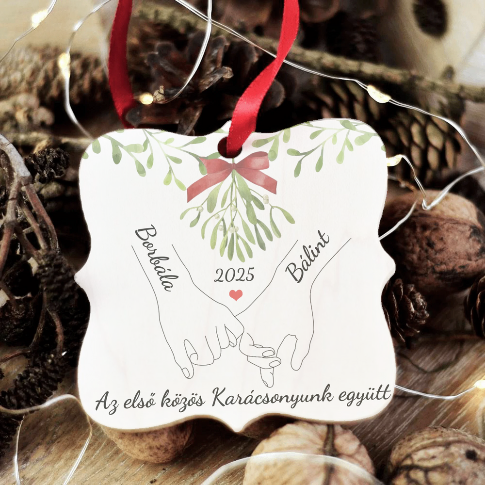 Első közös karácsonyunk - Egyedi neves négyzet alakú karácsonyfadísz