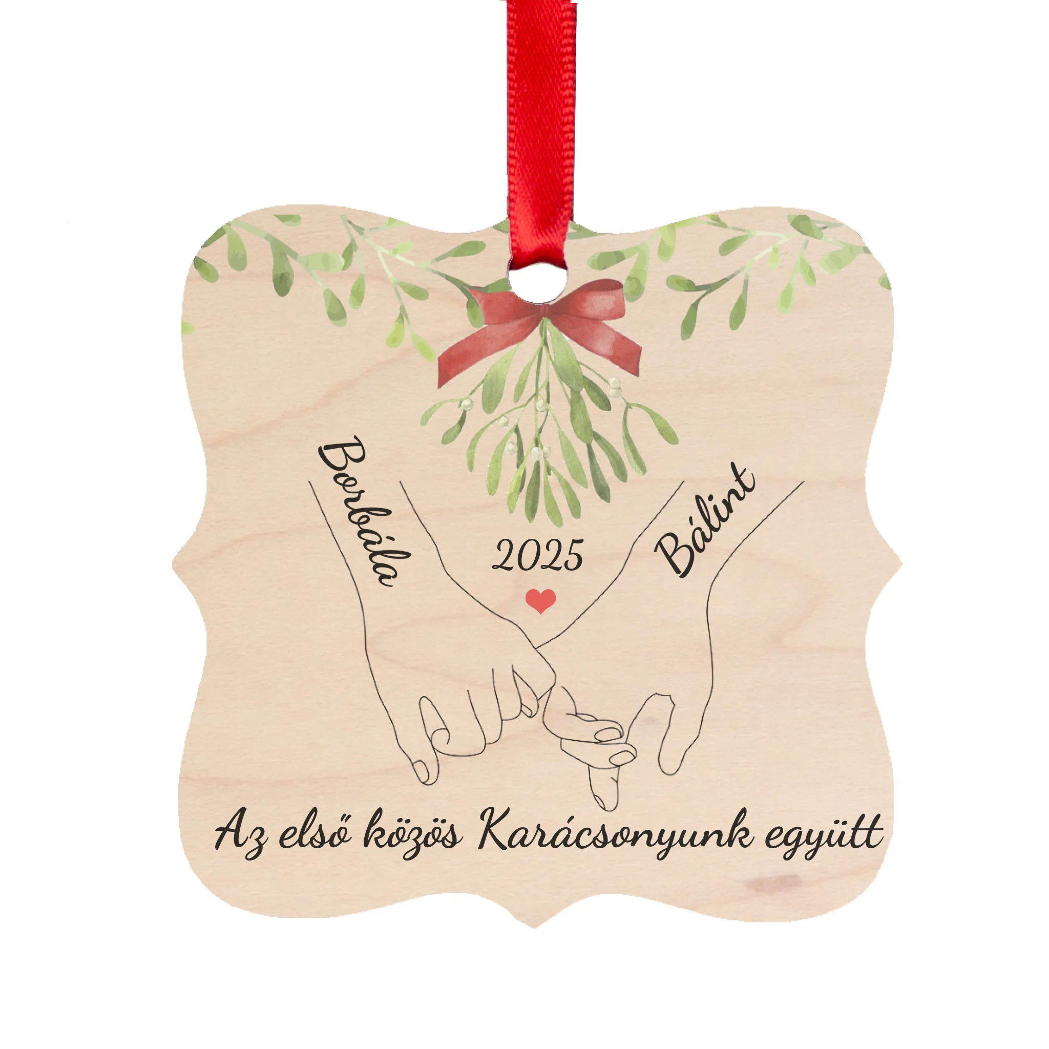 Első közös karácsonyunk - Egyedi neves négyzet alakú karácsonyfadísz