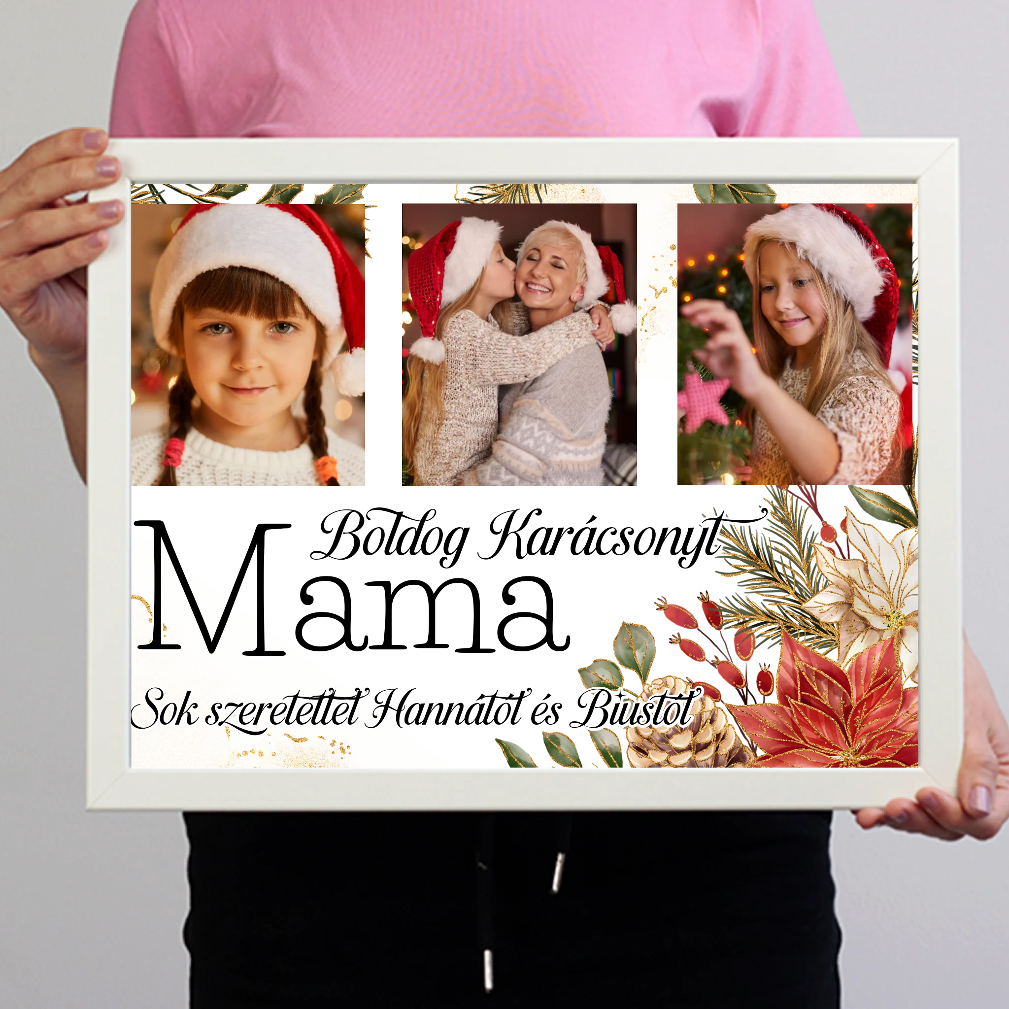 Karácsonyi ajándék mamáknak - egyedi képes falikép szerkeszthető felirattal