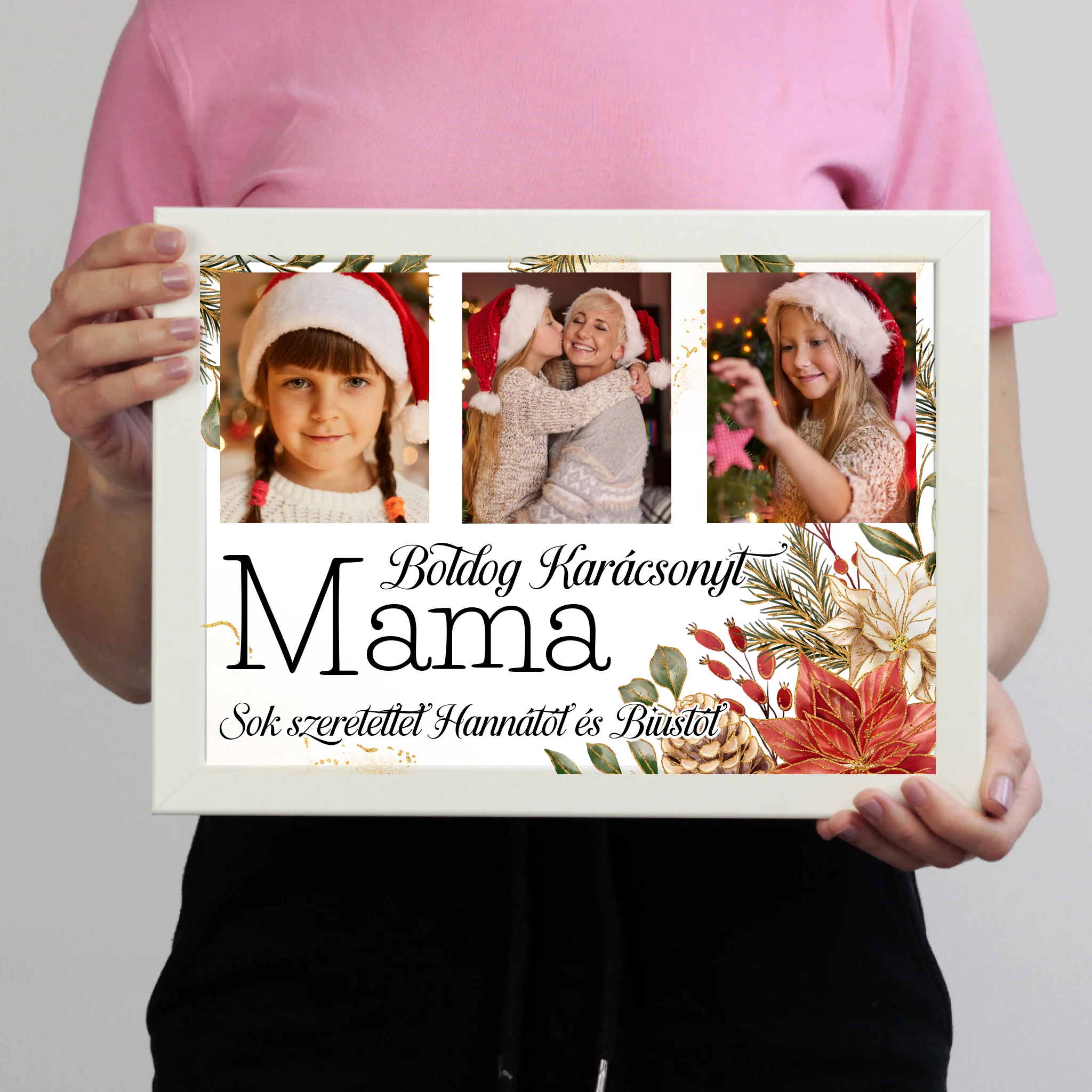 Karácsonyi ajándék mamáknak - egyedi képes falikép szerkeszthető felirattal