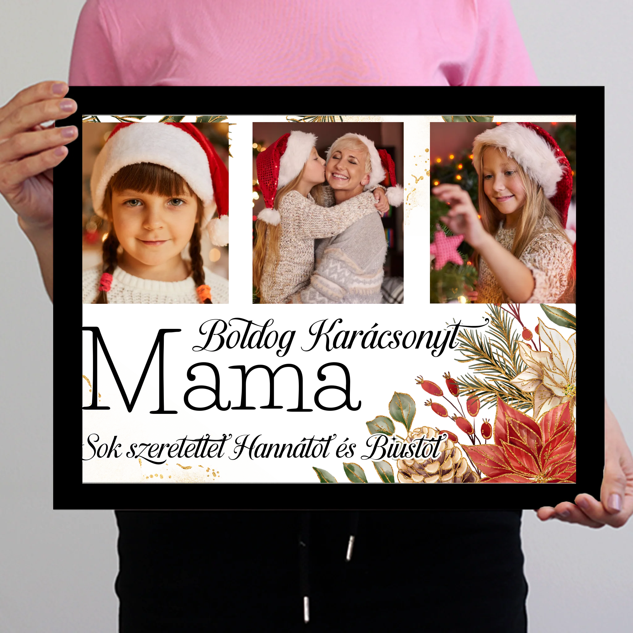 Karácsonyi ajándék mamáknak - egyedi képes falikép szerkeszthető felirattal