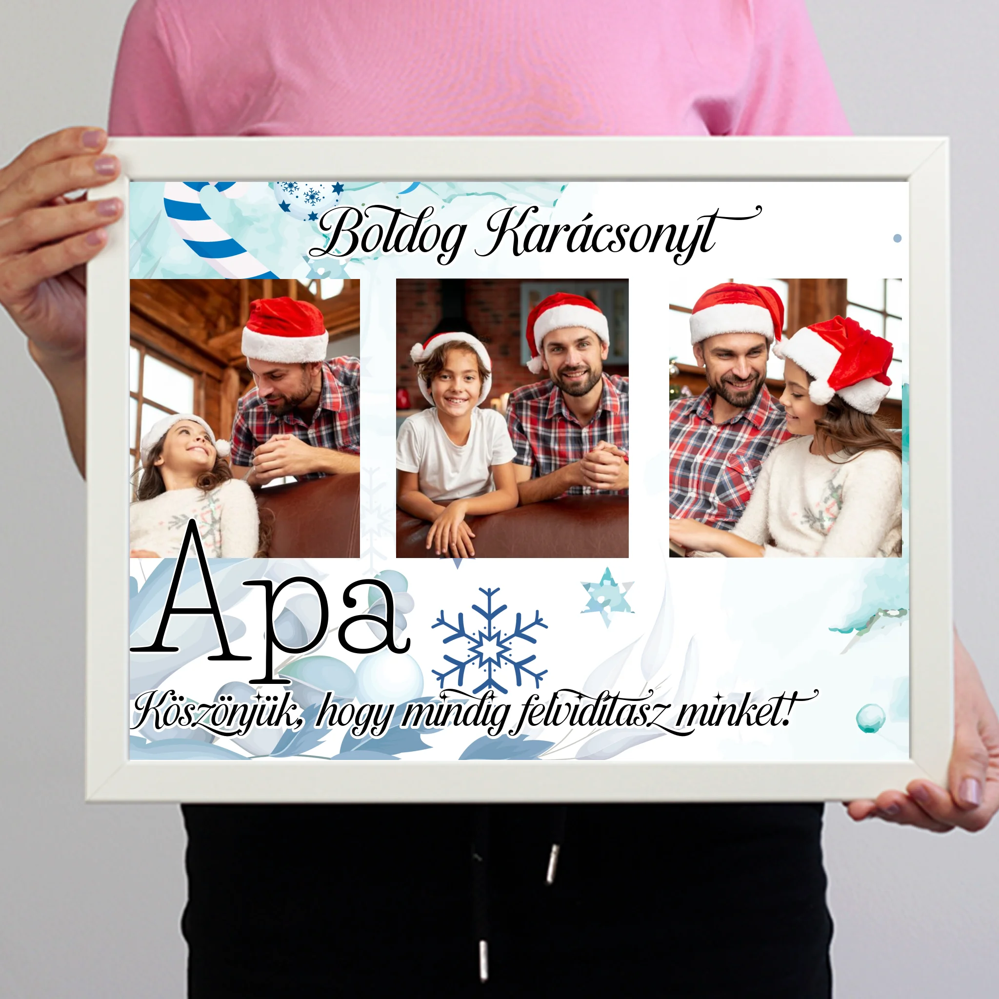 Karácsonyi ajándék apának - egyedi képes falikép szerkeszthető felirattal