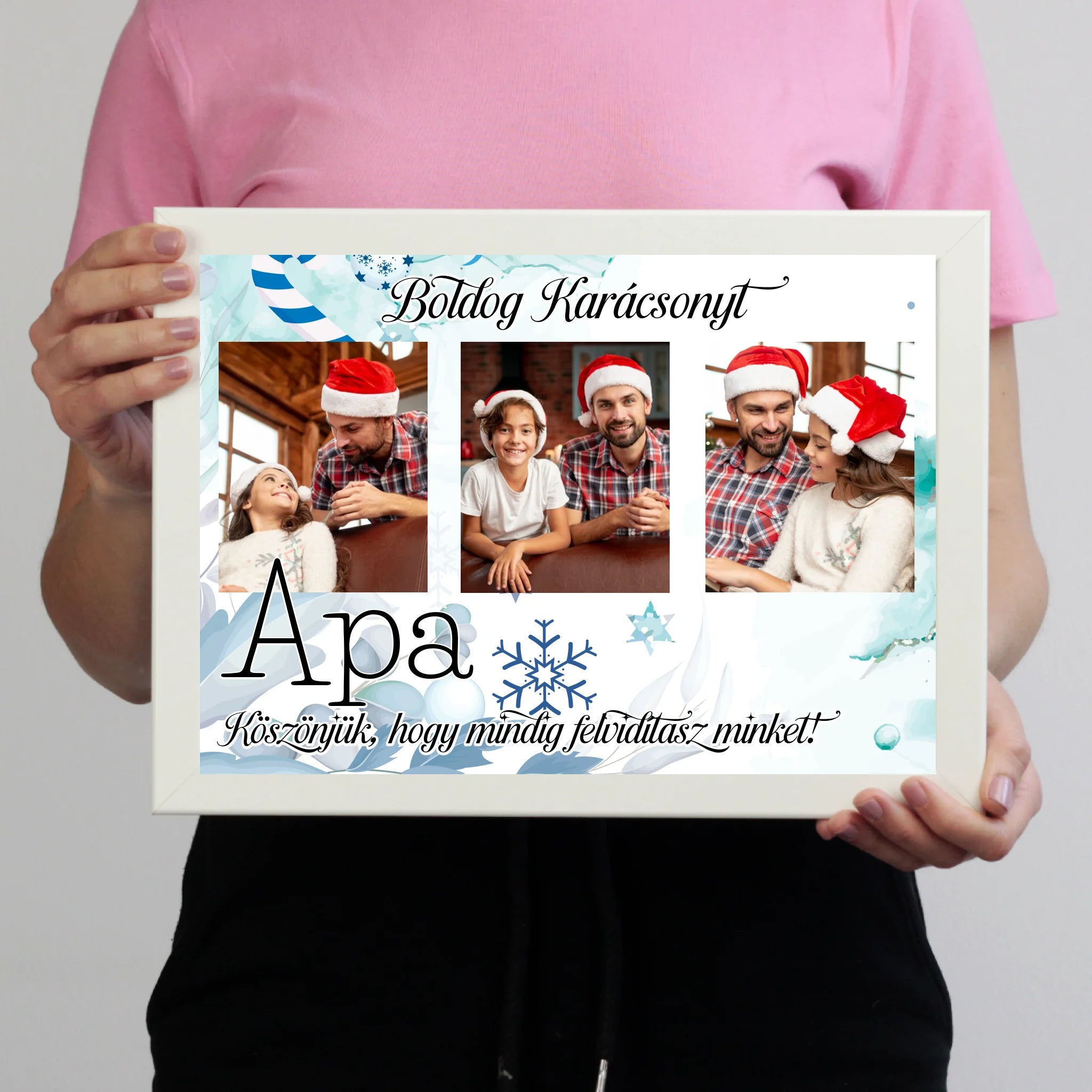Karácsonyi ajándék apának - egyedi képes falikép szerkeszthető felirattal