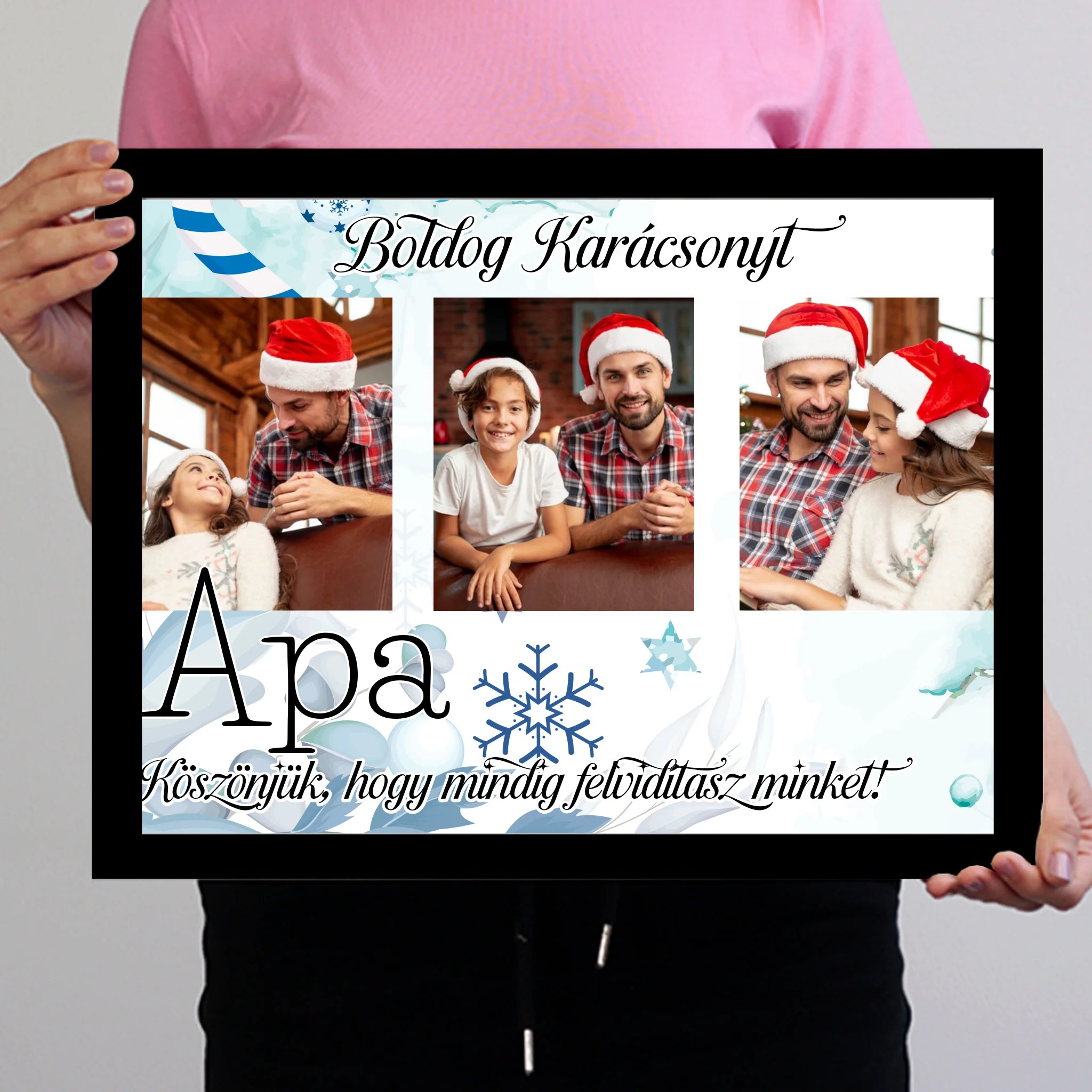 Karácsonyi ajándék apának - egyedi képes falikép szerkeszthető felirattal