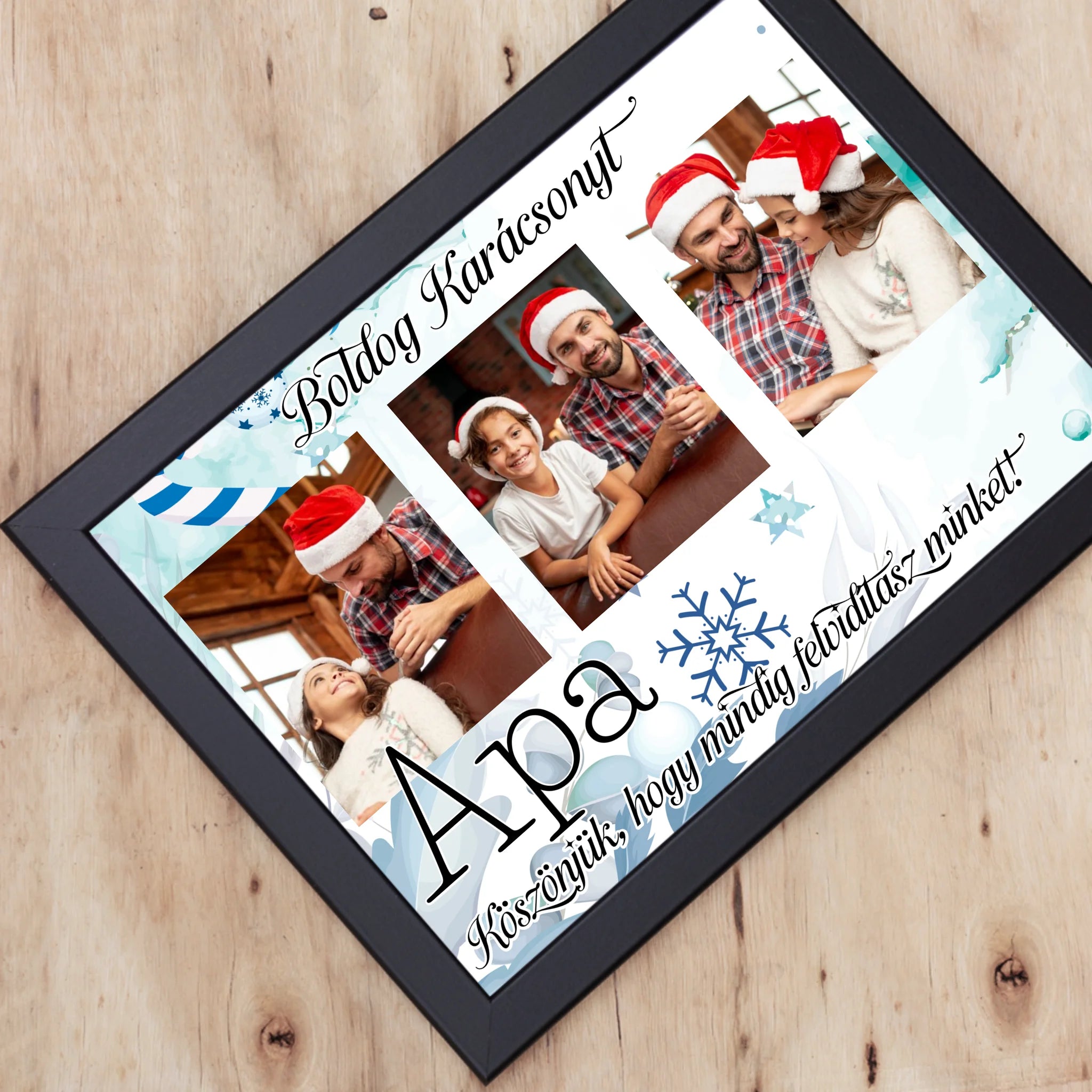 Karácsonyi ajándék apának - egyedi képes falikép szerkeszthető felirattal