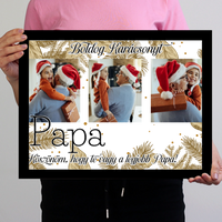 Karácsonyi ajándék papának - egyedi képes falikép szerkeszthető felirattal