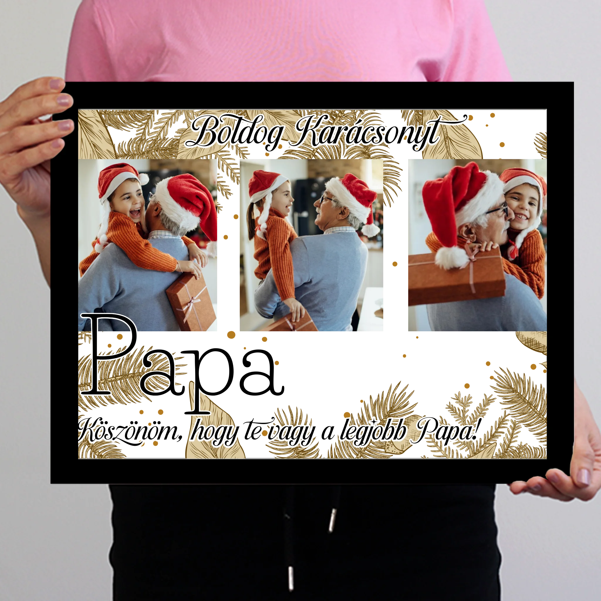 Karácsonyi ajándék papának - egyedi képes falikép szerkeszthető felirattal