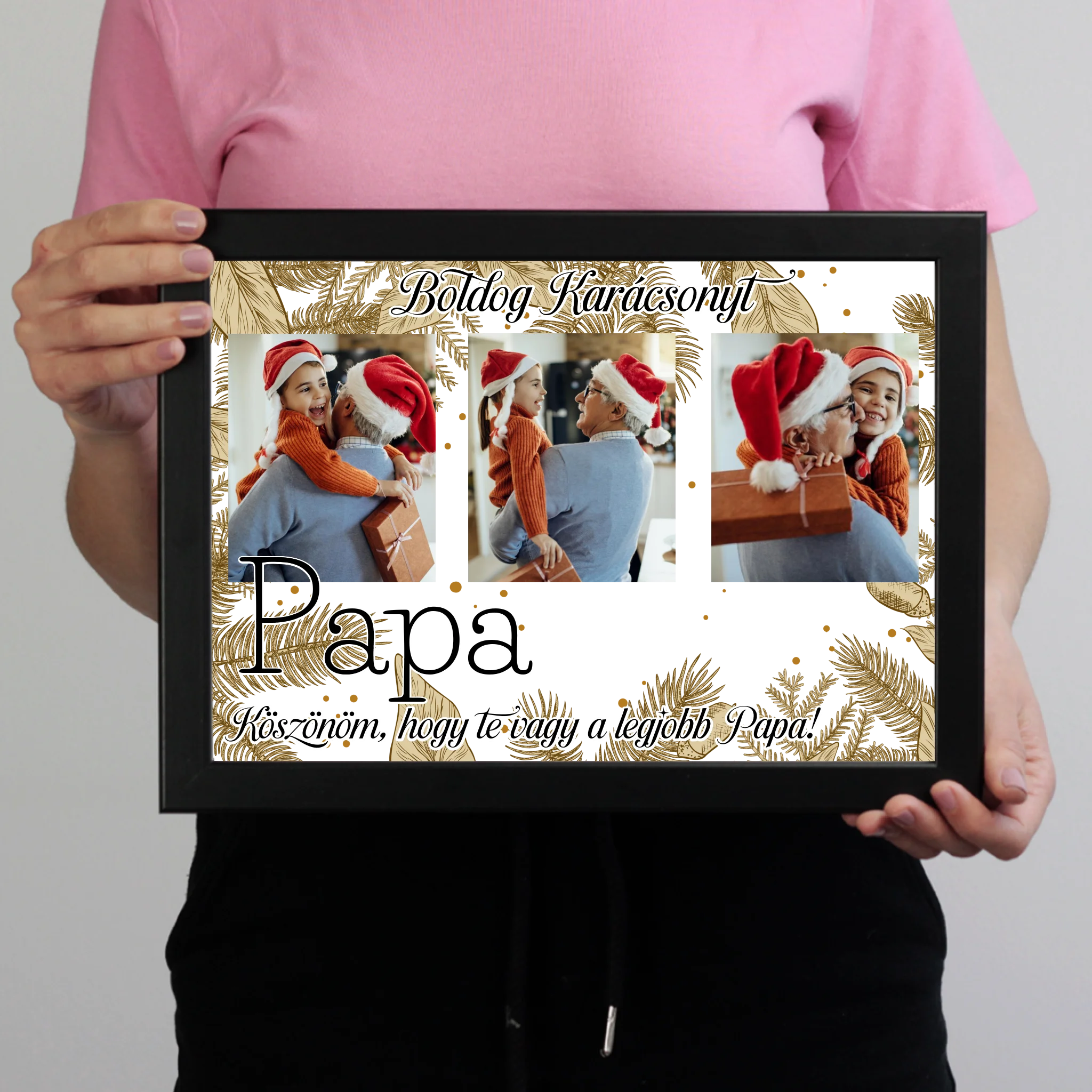 Karácsonyi ajándék apának - egyedi képes falikép szerkeszthető felirattal