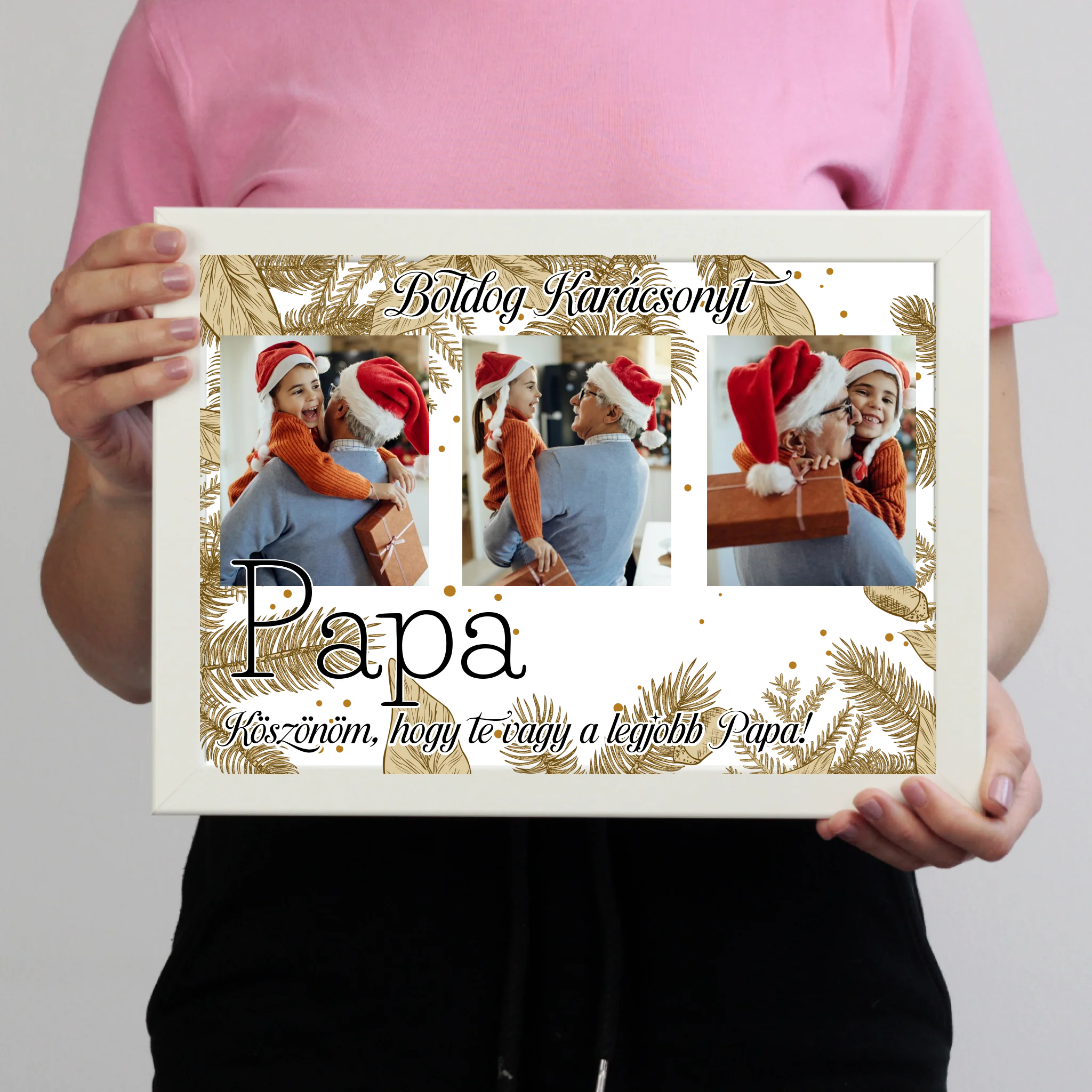 Karácsonyi ajándék apának - egyedi képes falikép szerkeszthető felirattal