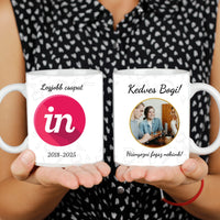 Búcsú bögre kollégának - saját fotóval és logóval