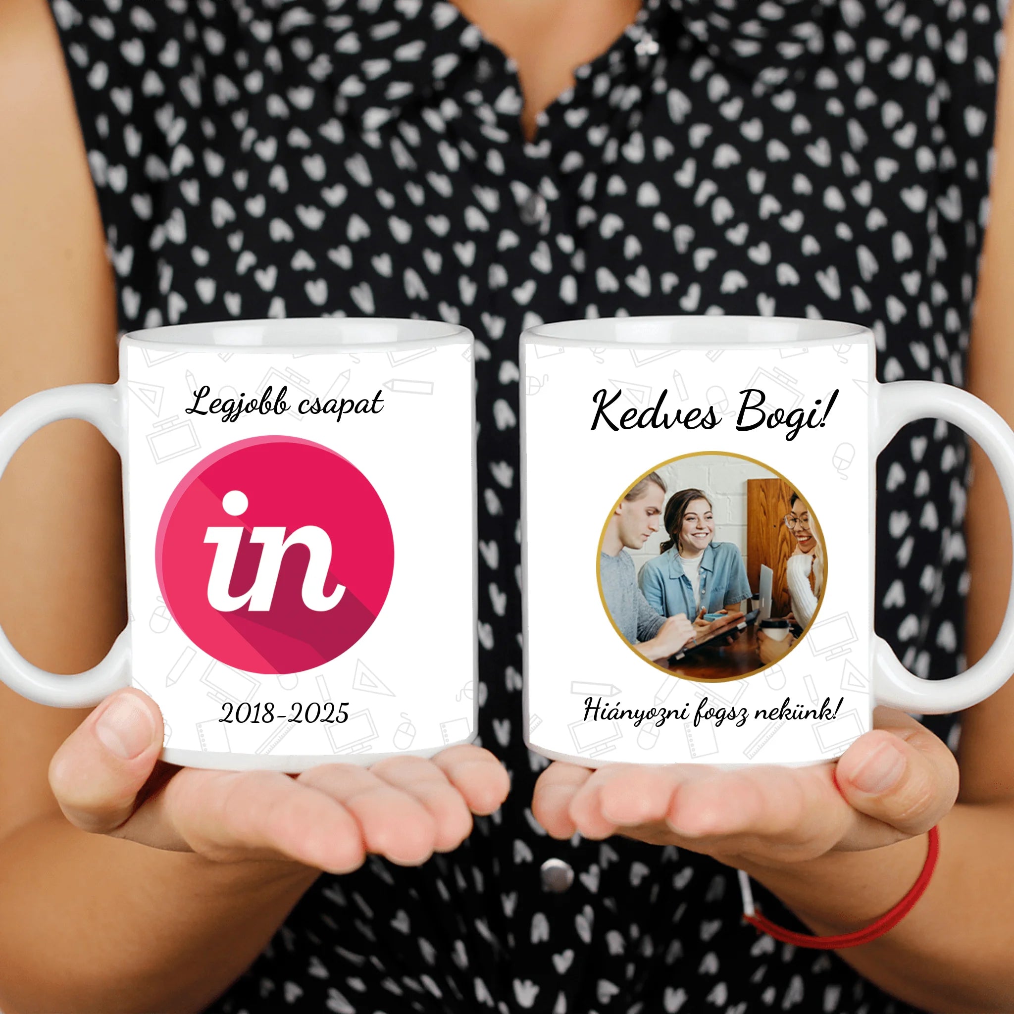 Búcsú bögre kollégának - saját fotóval és logóval