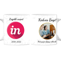 Búcsú bögre kollégának - saját fotóval és logóval