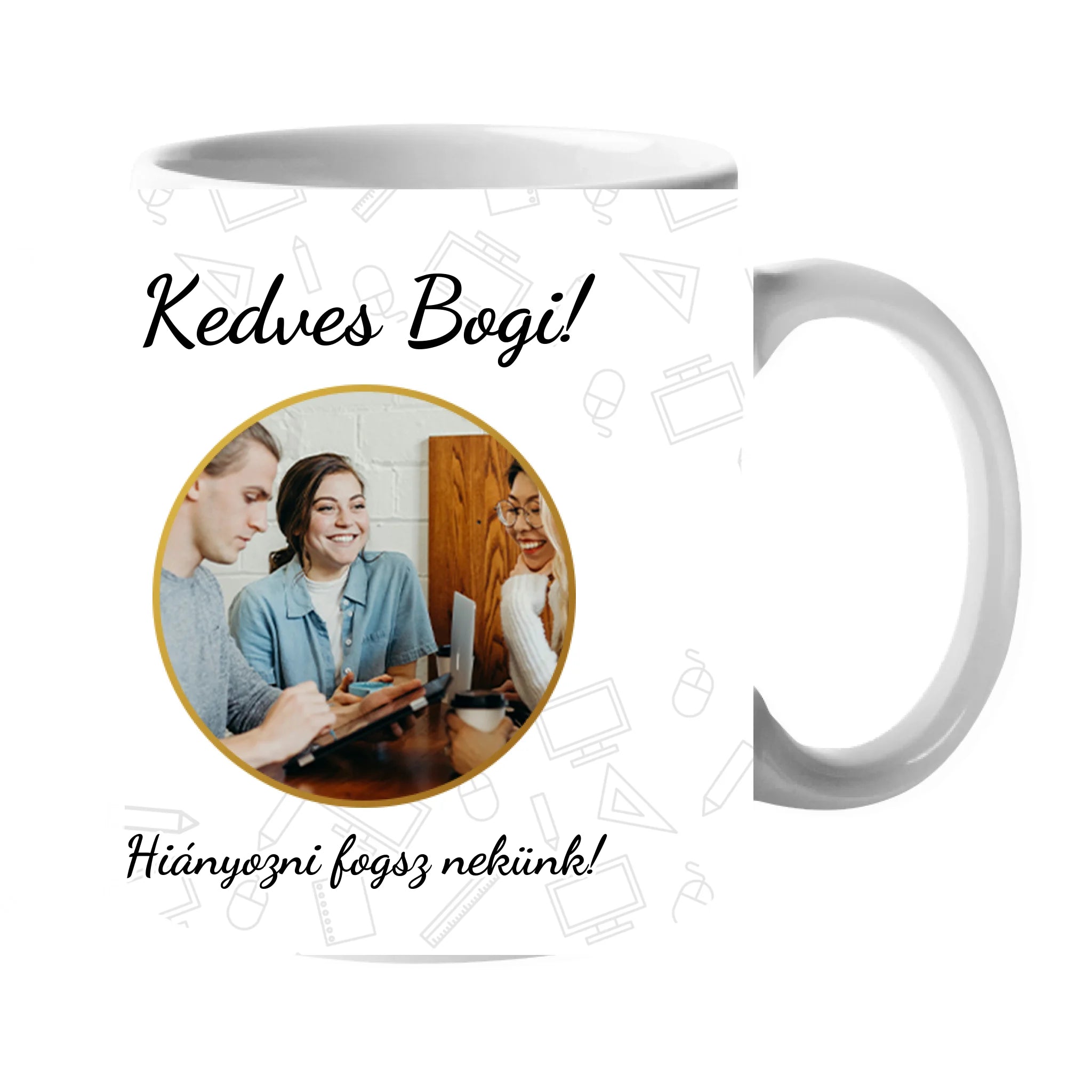 Búcsú bögre kollégának - saját fotóval és logóval