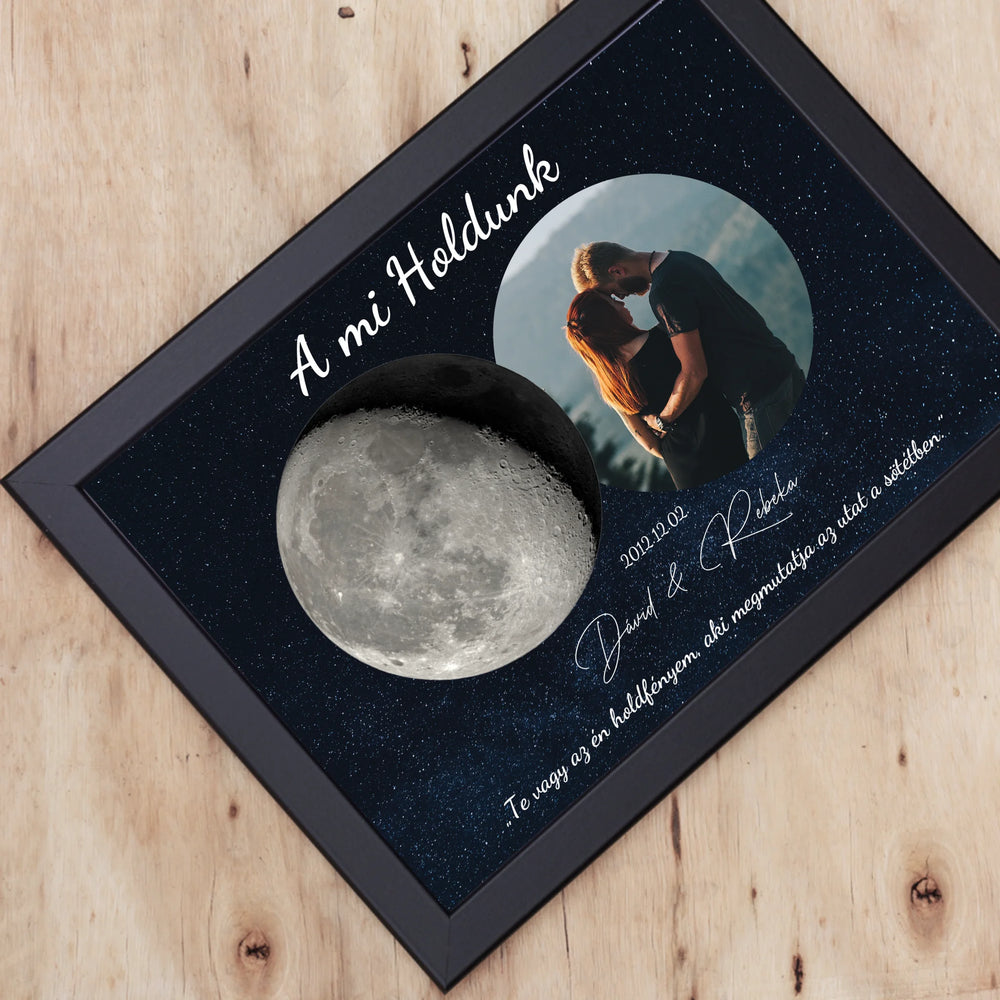 A mi holdunk - egyedi képes ajándék falikép szerkeszthető felirattal