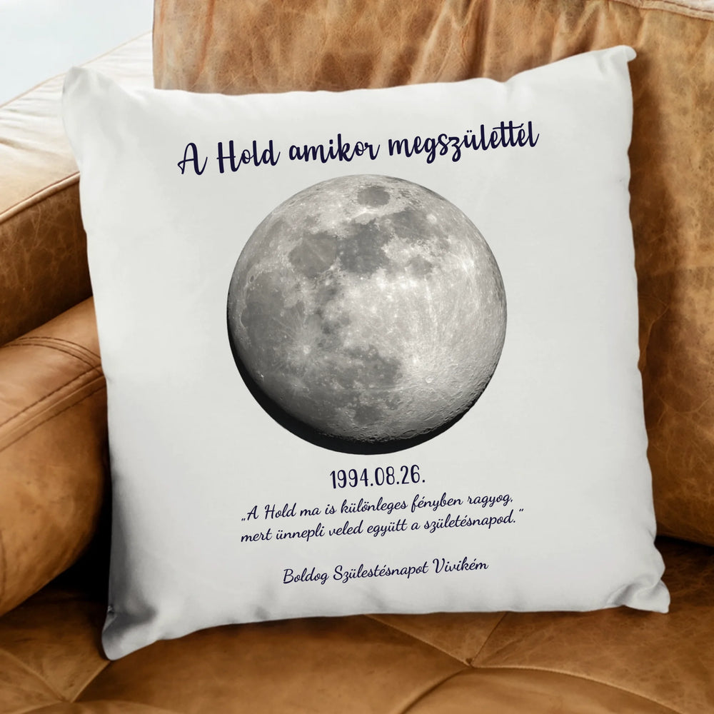 	 A Hold amikor megszülettél - egyedi szerkeszthető feliratos ajándék párna