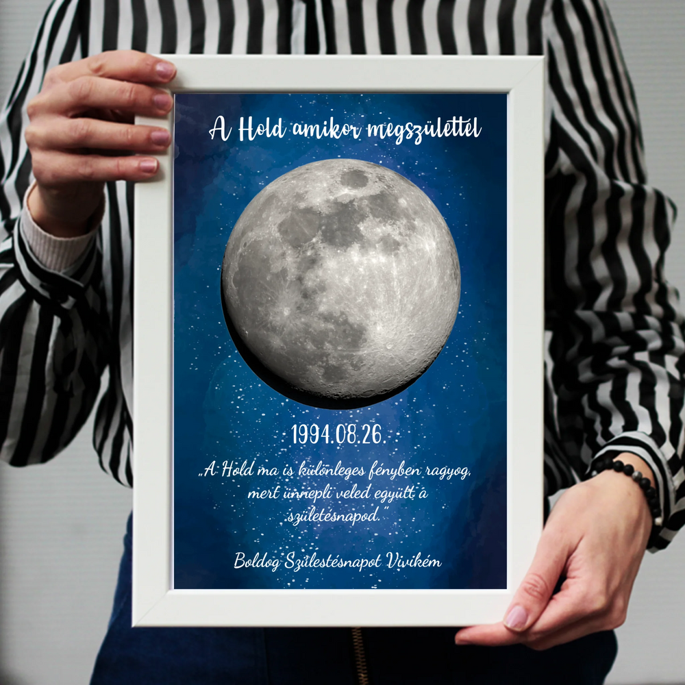 	 A Hold amikor megszülettél - szerkeszthető feliratos ajándék falikép
