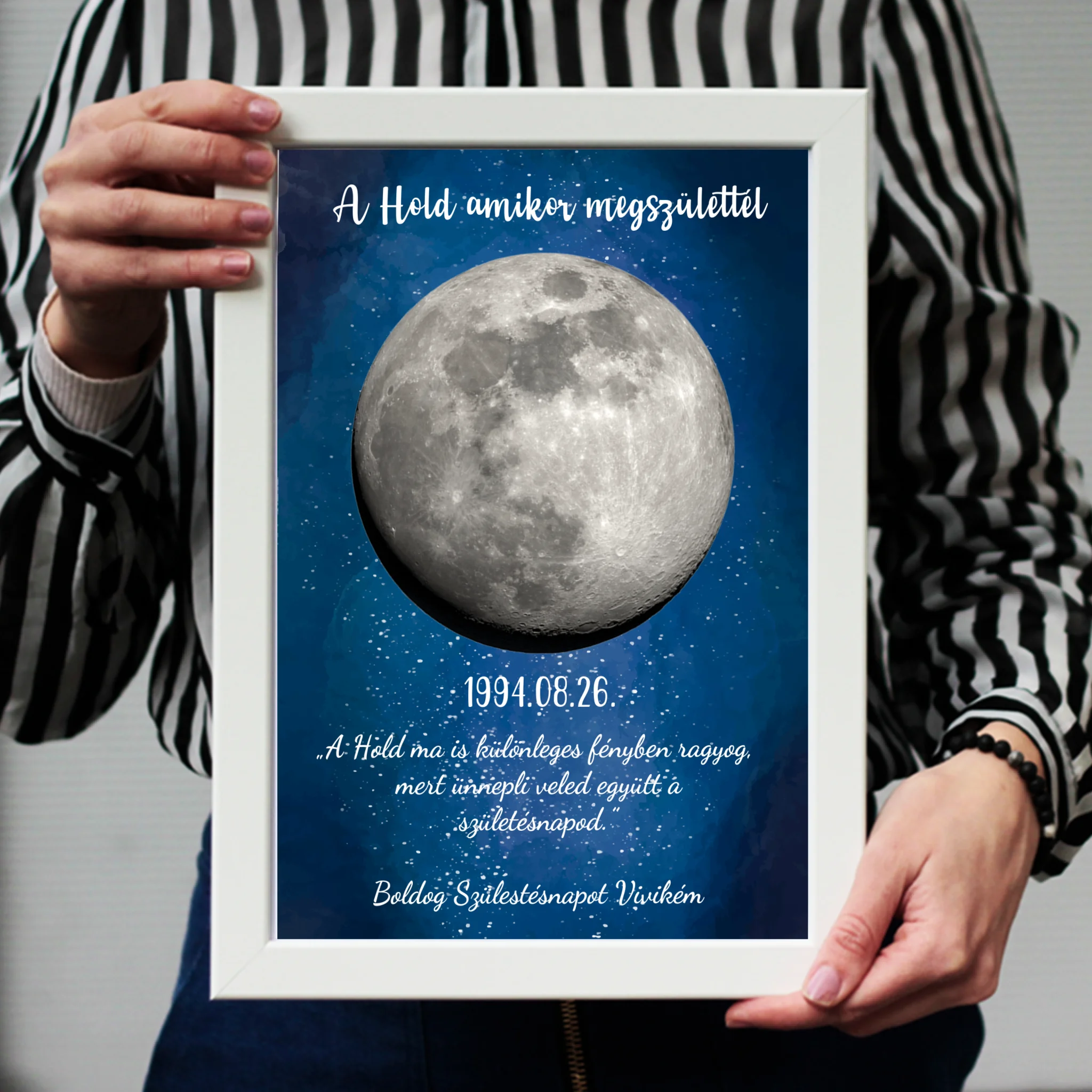 	 A Hold amikor megszülettél - szerkeszthető feliratos ajándék falikép