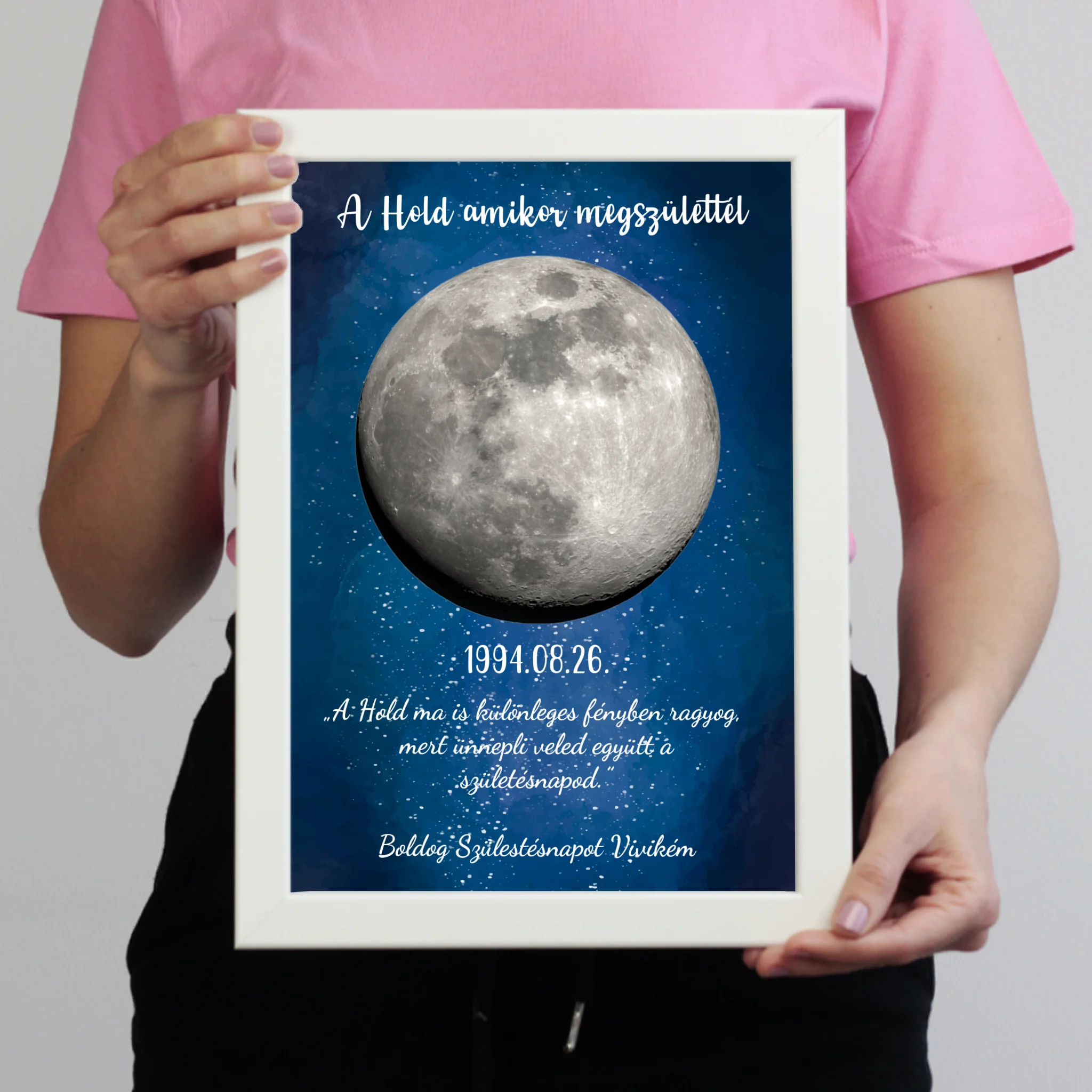 	 A Hold amikor megszülettél - szerkeszthető feliratos ajándék falikép