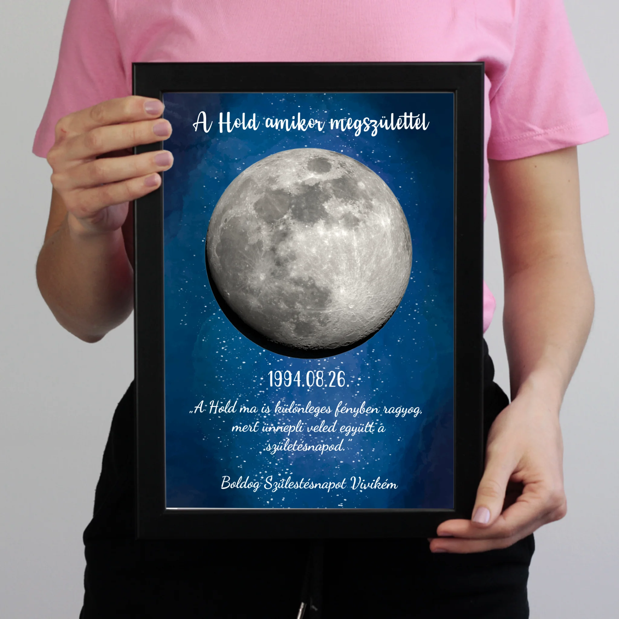 	 A Hold amikor megszülettél - szerkeszthető feliratos ajándék falikép