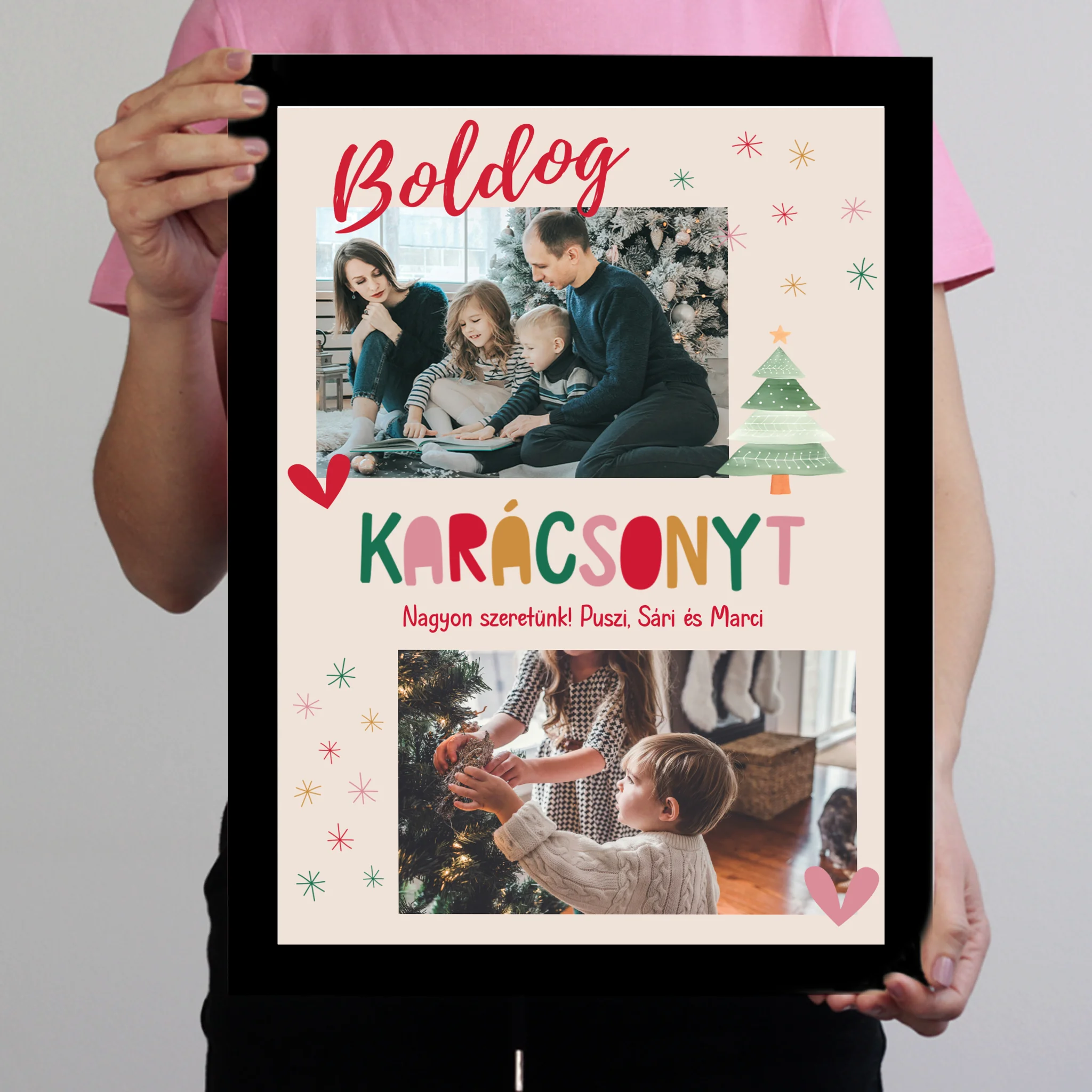 Boldog Karácsonyt - egyedi falikép 2 fotóval