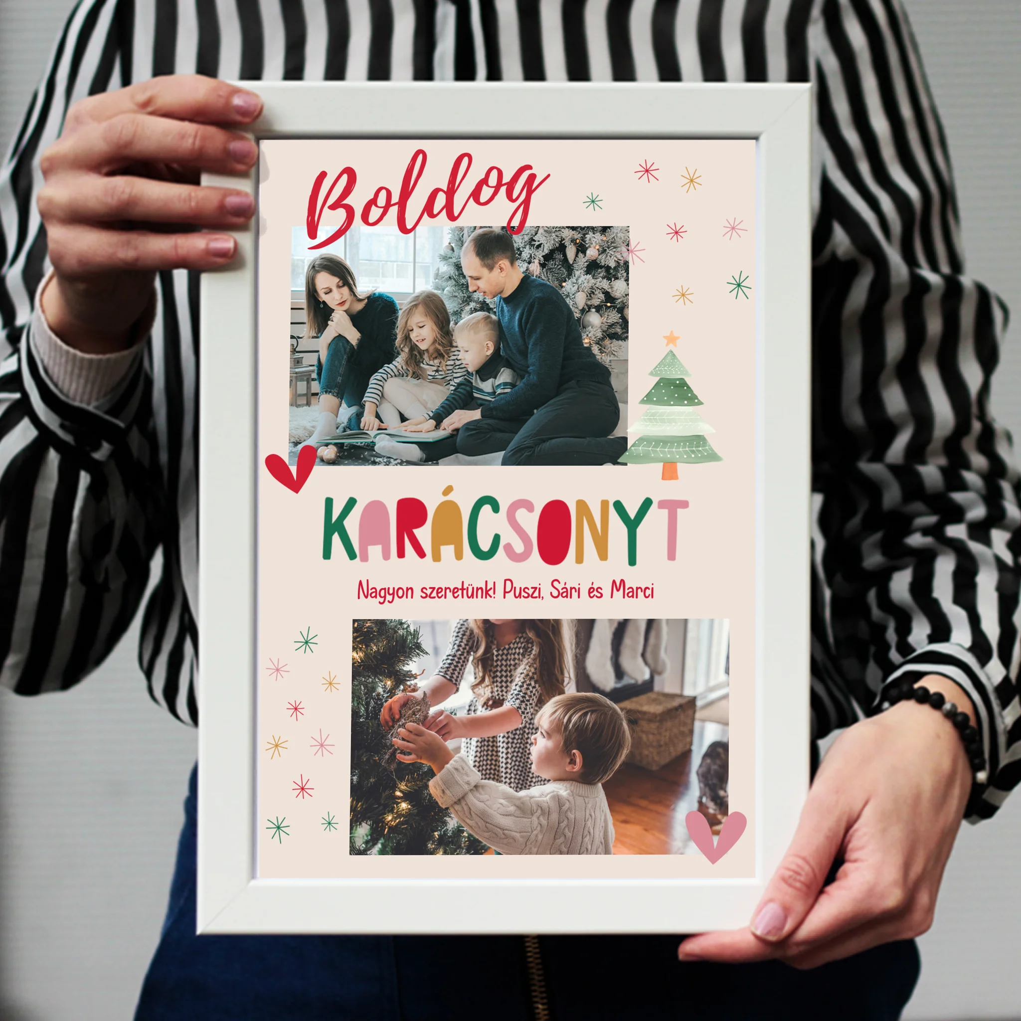 Boldog Karácsonyt - egyedi falikép 2 fotóval