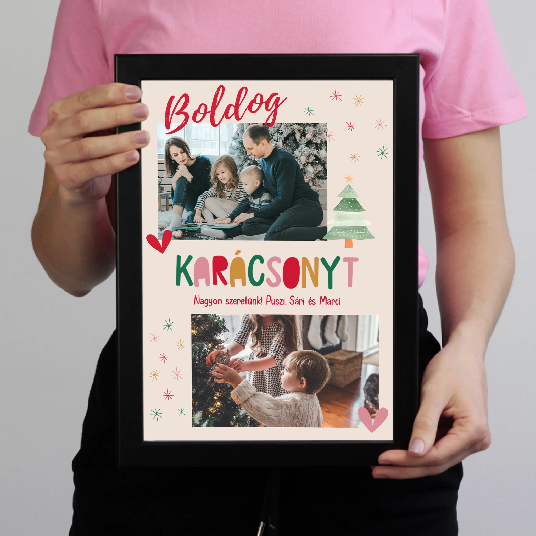 Boldog Karácsonyt - egyedi falikép 2 fotóval