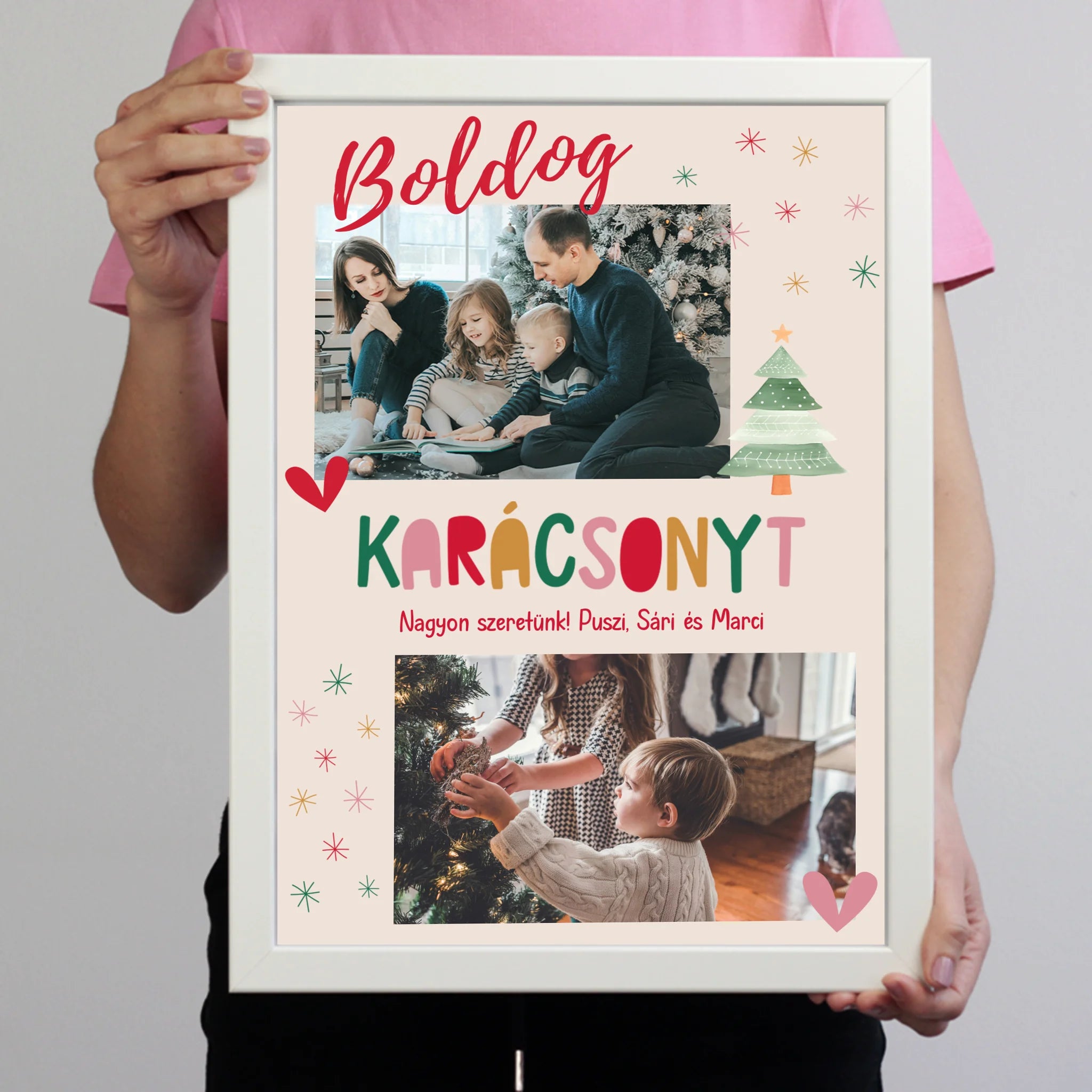 Boldog Karácsonyt - egyedi falikép 2 fotóval