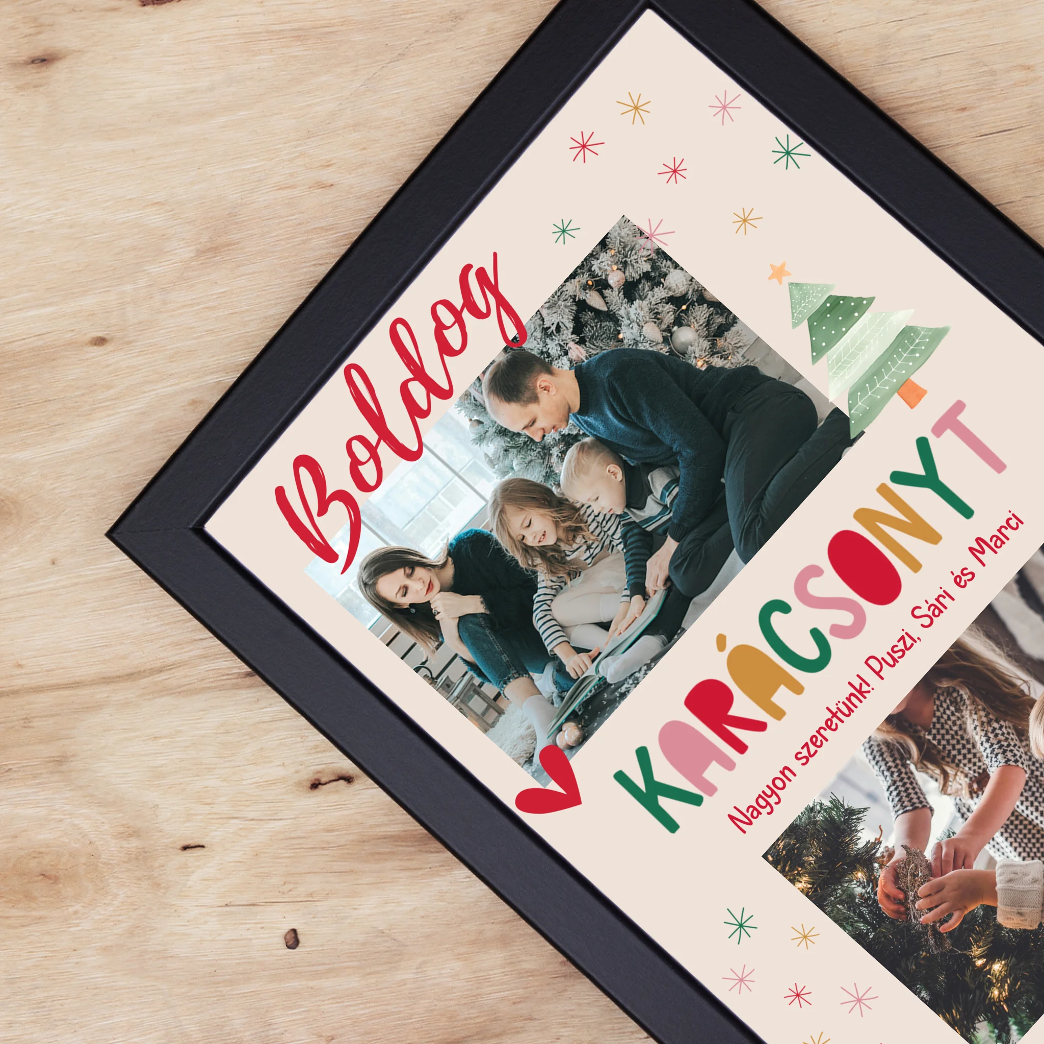 Boldog Karácsonyt - egyedi falikép 2 fotóval