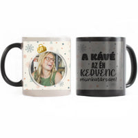 Karácsonyi bögre kollégának saját fotóval és vicces választható felirattal
