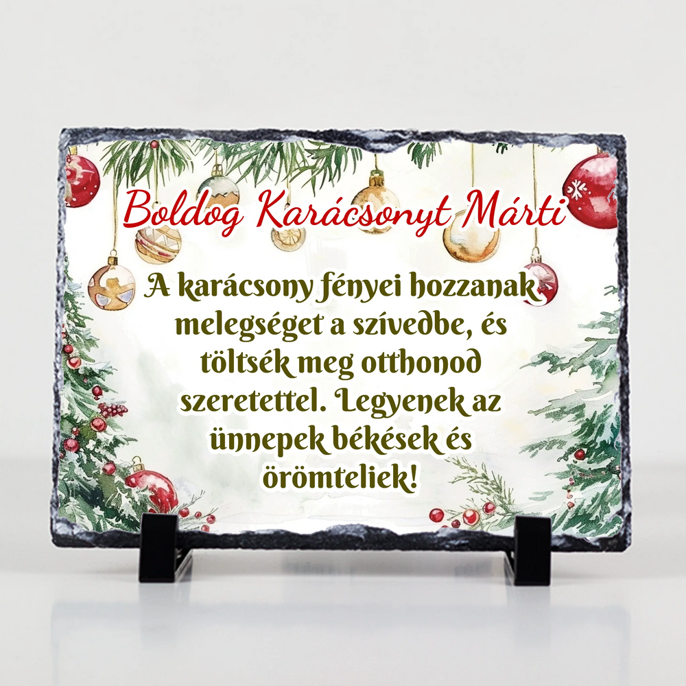 	 Karácsonyi áldás ajándék gránitlap szerkeszthető felirattal