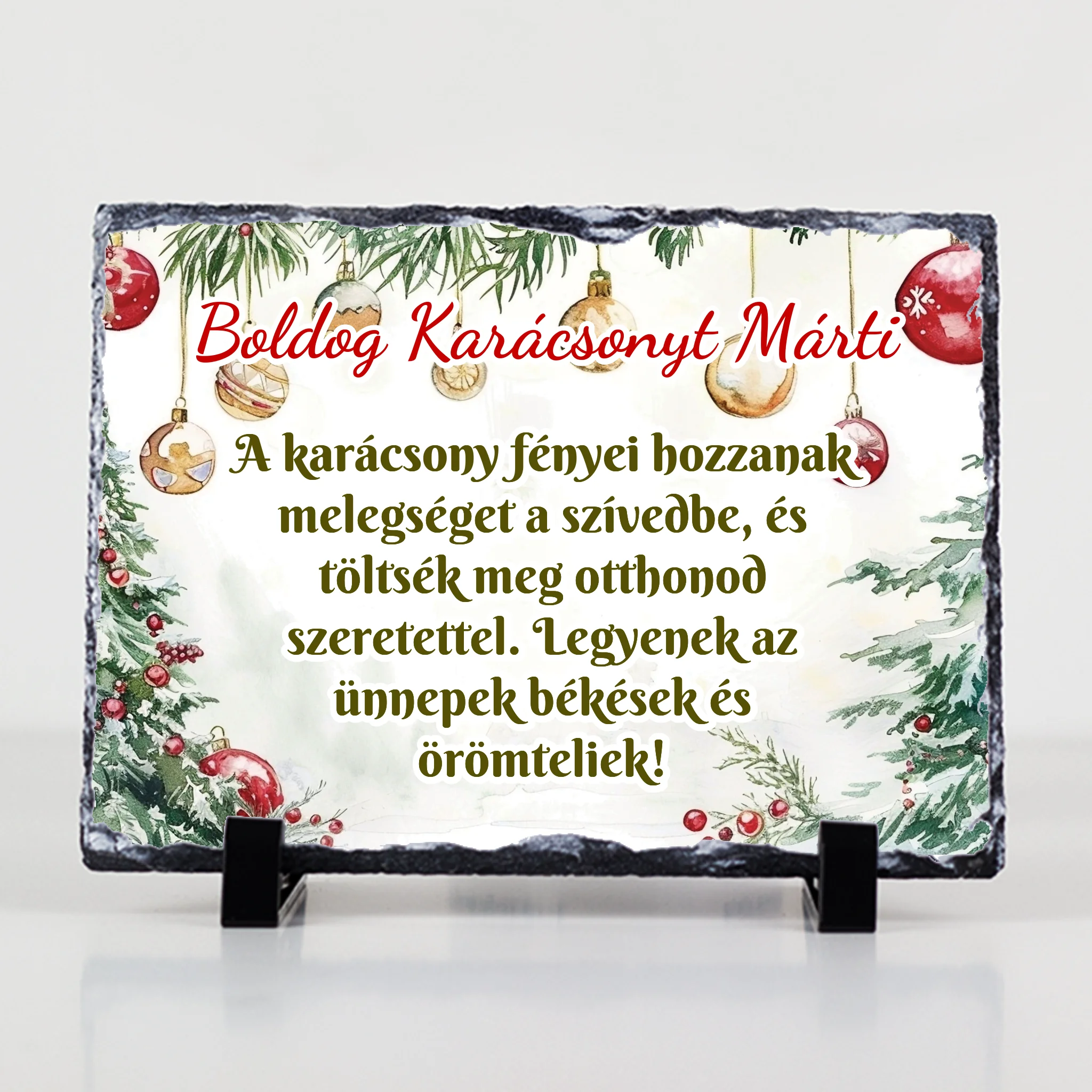 	 Karácsonyi áldás ajándék gránitlap szerkeszthető felirattal
