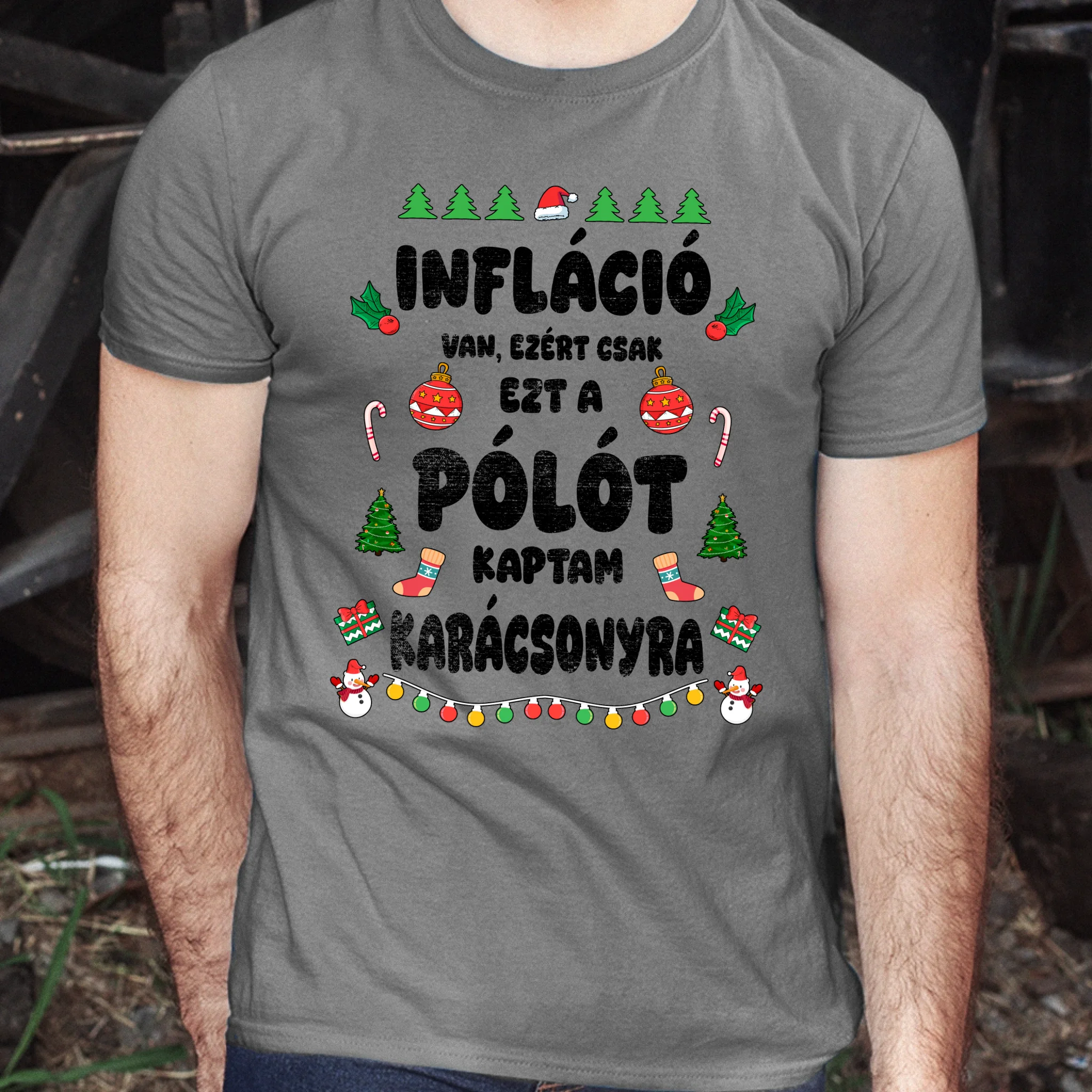 Inflációs karácsonyi férfi póló vicces felirattal