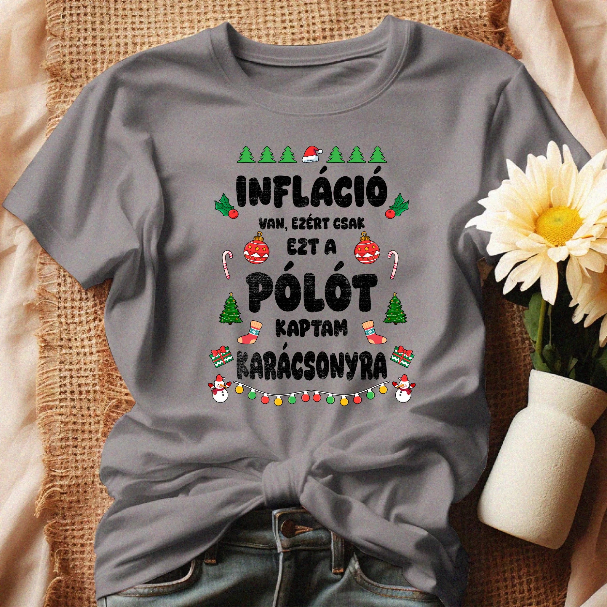 Inflációs karácsonyi női póló vicces felirattal