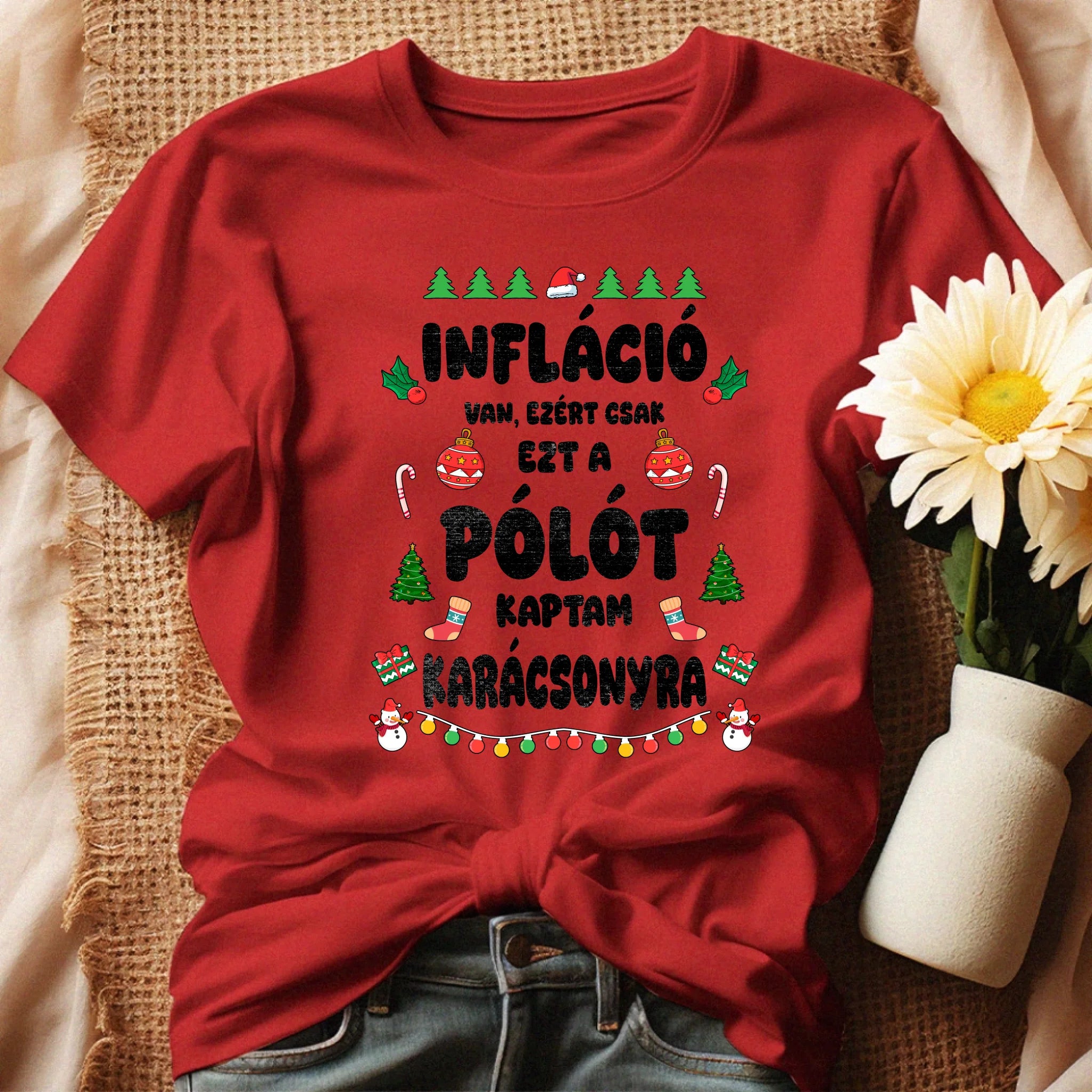 Inflációs karácsonyi női póló vicces felirattal