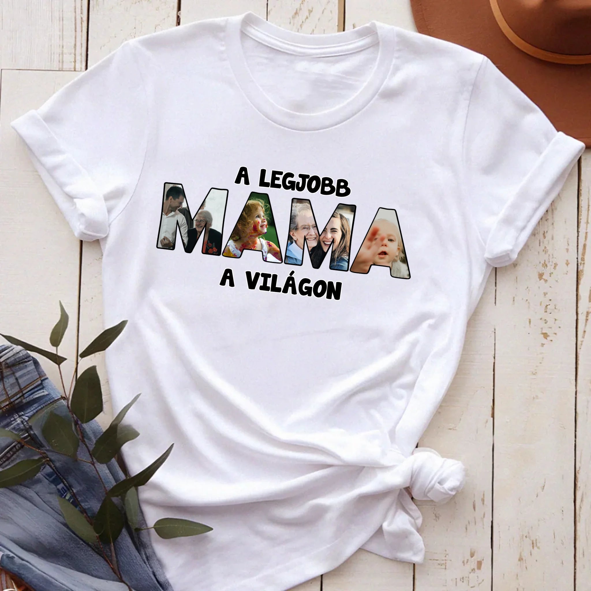 Mama formájú egyedi fényképes női póló