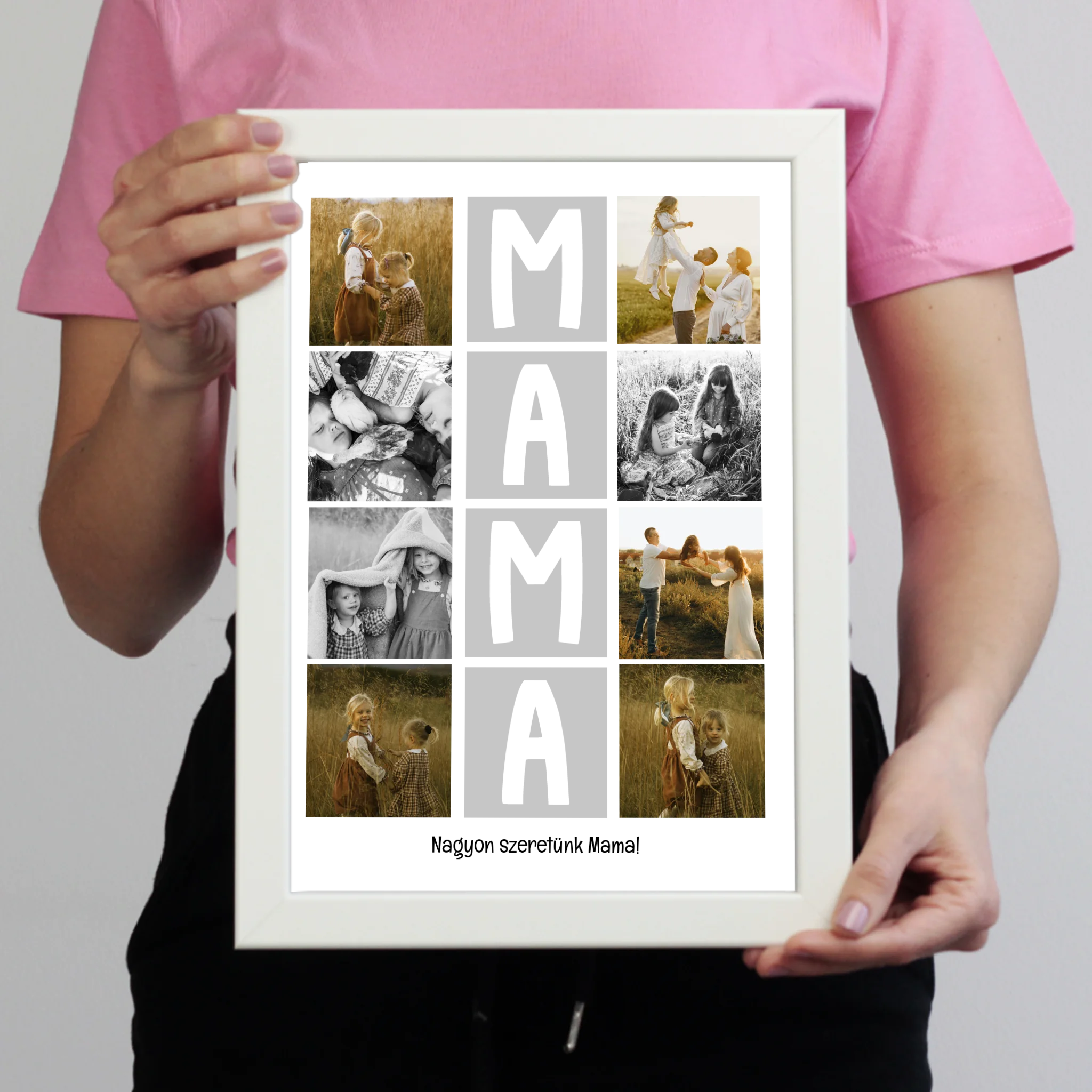 8 fényképes fotókollázs falikép - egyedi ajándék nagymamáknak