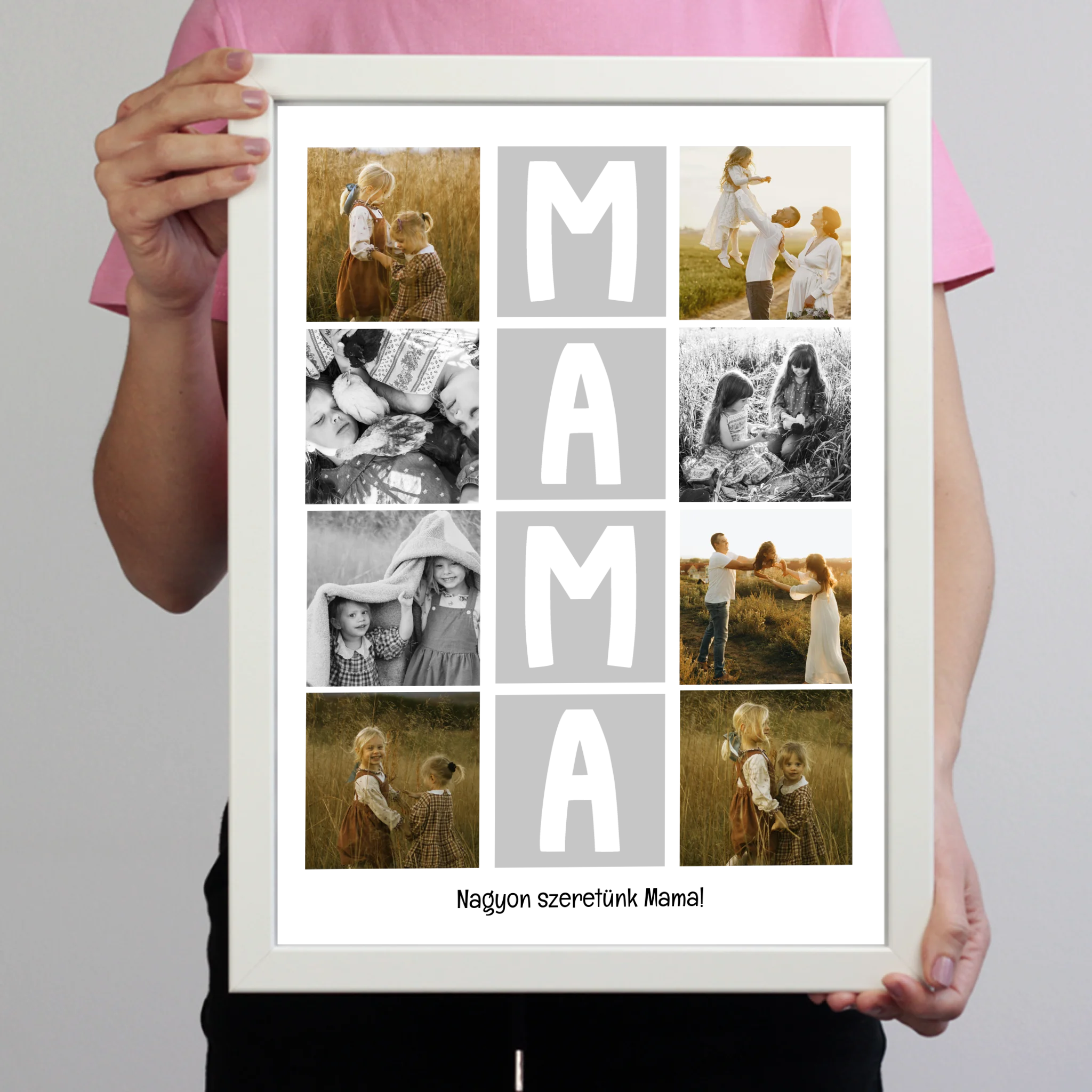8 fényképes fotókollázs falikép - egyedi ajándék nagymamáknak