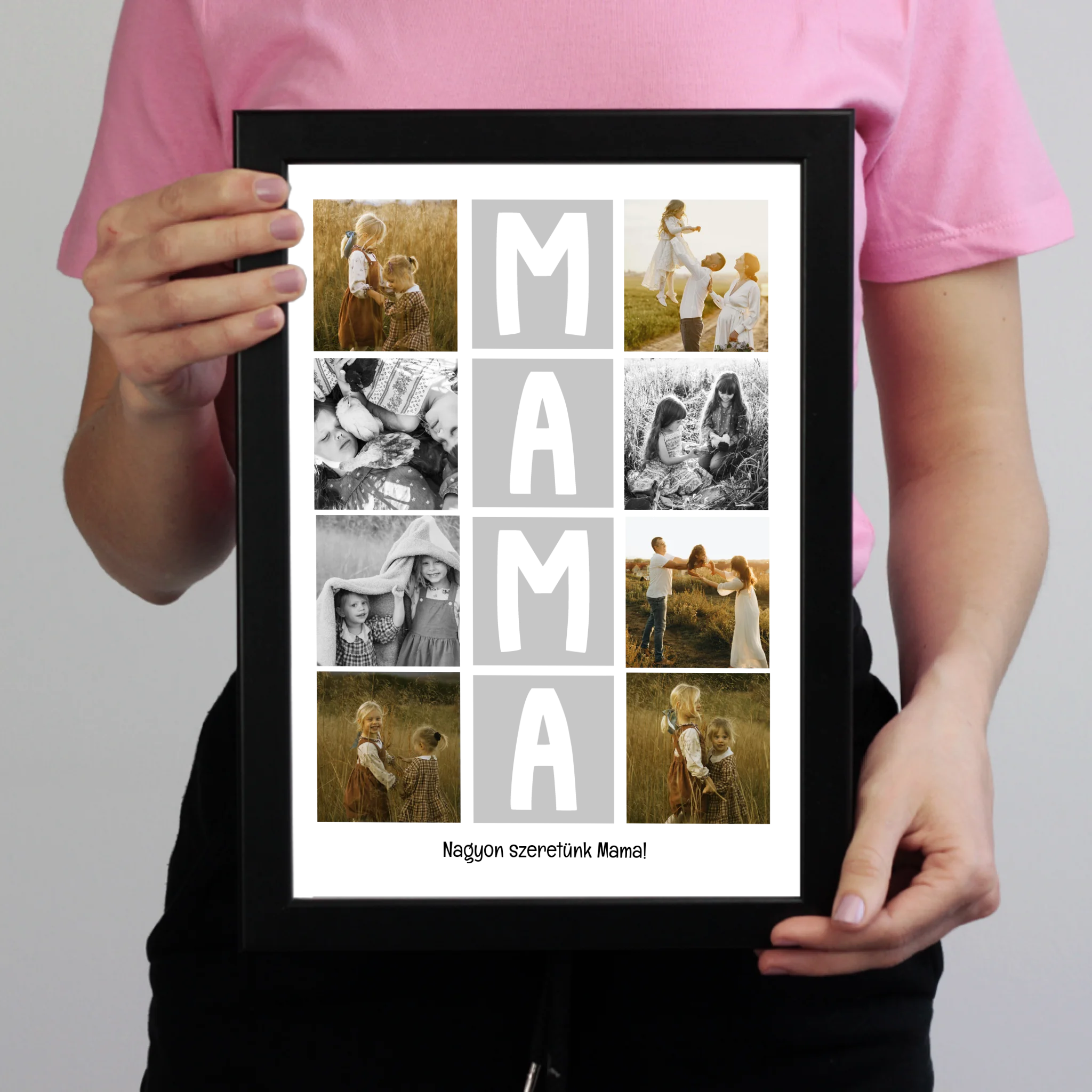 8 fényképes fotókollázs falikép - egyedi ajándék nagymamáknak