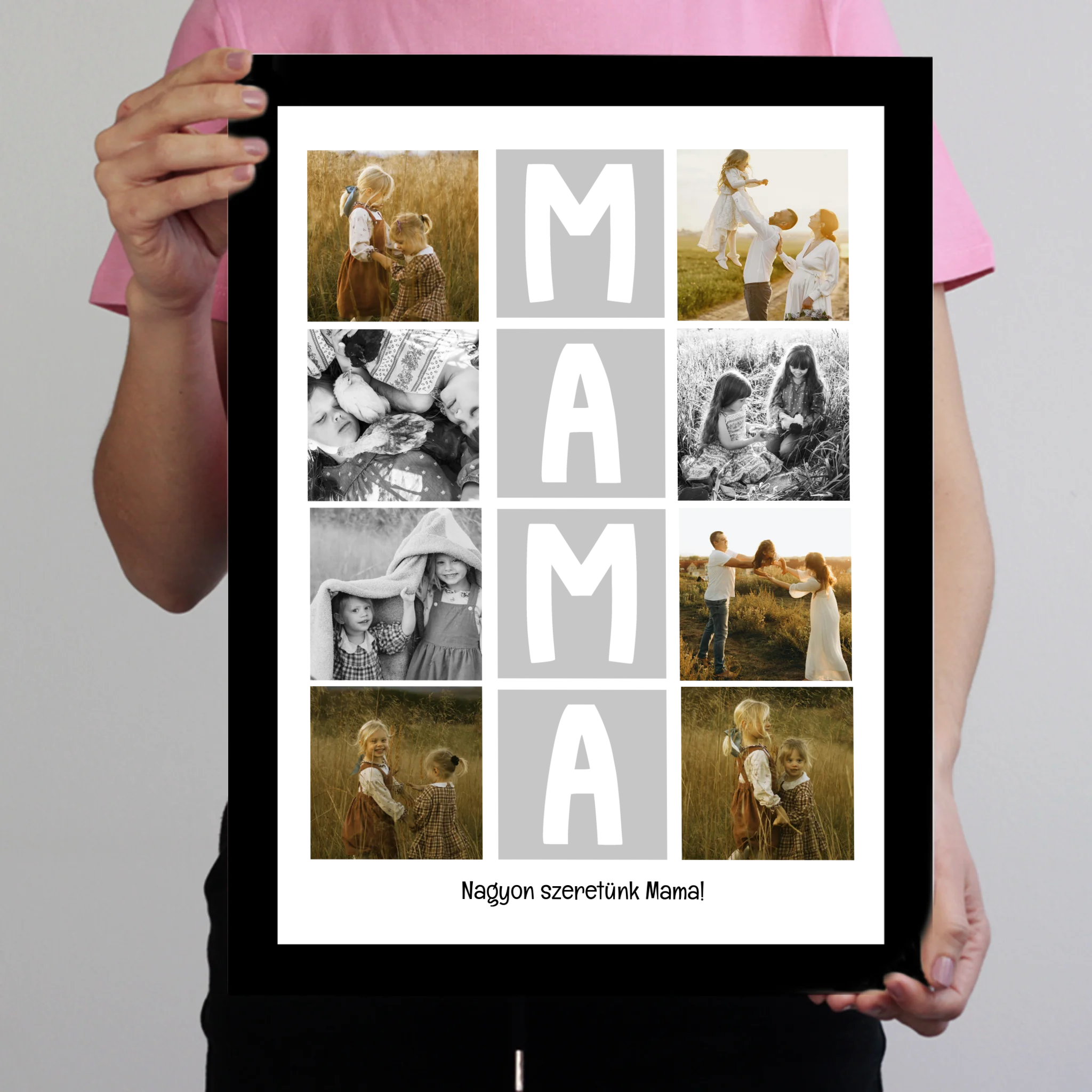8 fényképes fotókollázs falikép - egyedi ajándék nagymamáknak