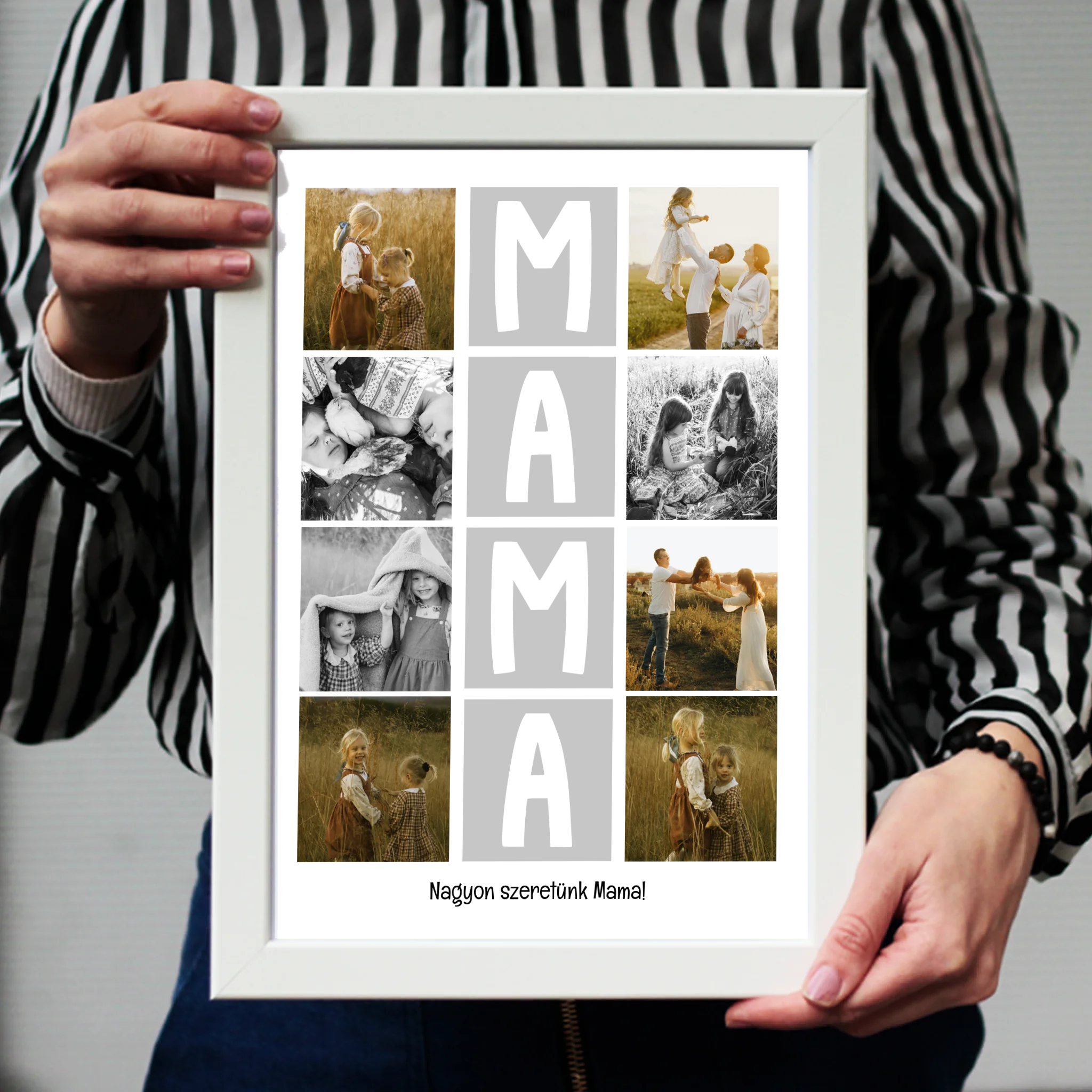 8 fényképes fotókollázs falikép - egyedi ajándék nagymamáknak