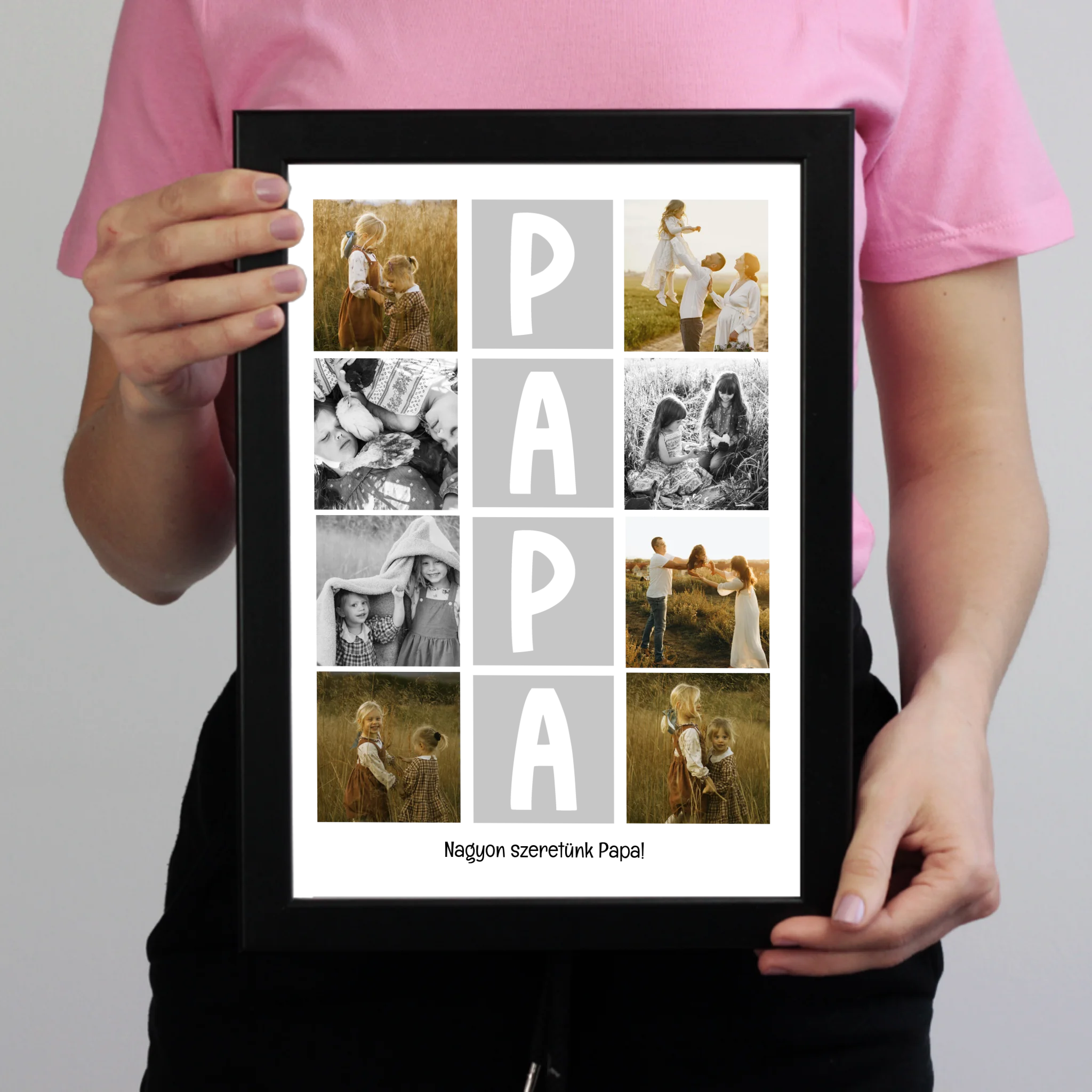 8 fényképes fotókollázs falikép - egyedi ajándék nagypapáknak