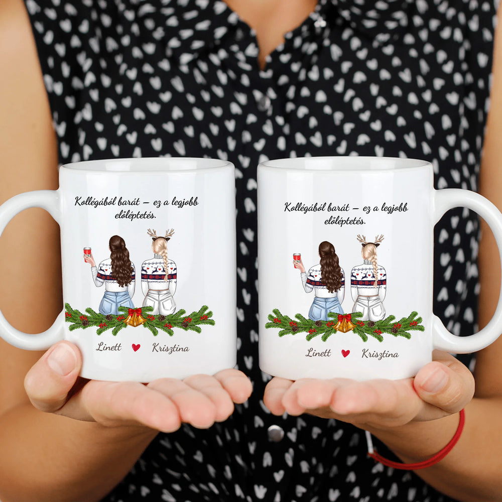 Karácsonyi bögre kollégának szerkeszthető karakterekkel