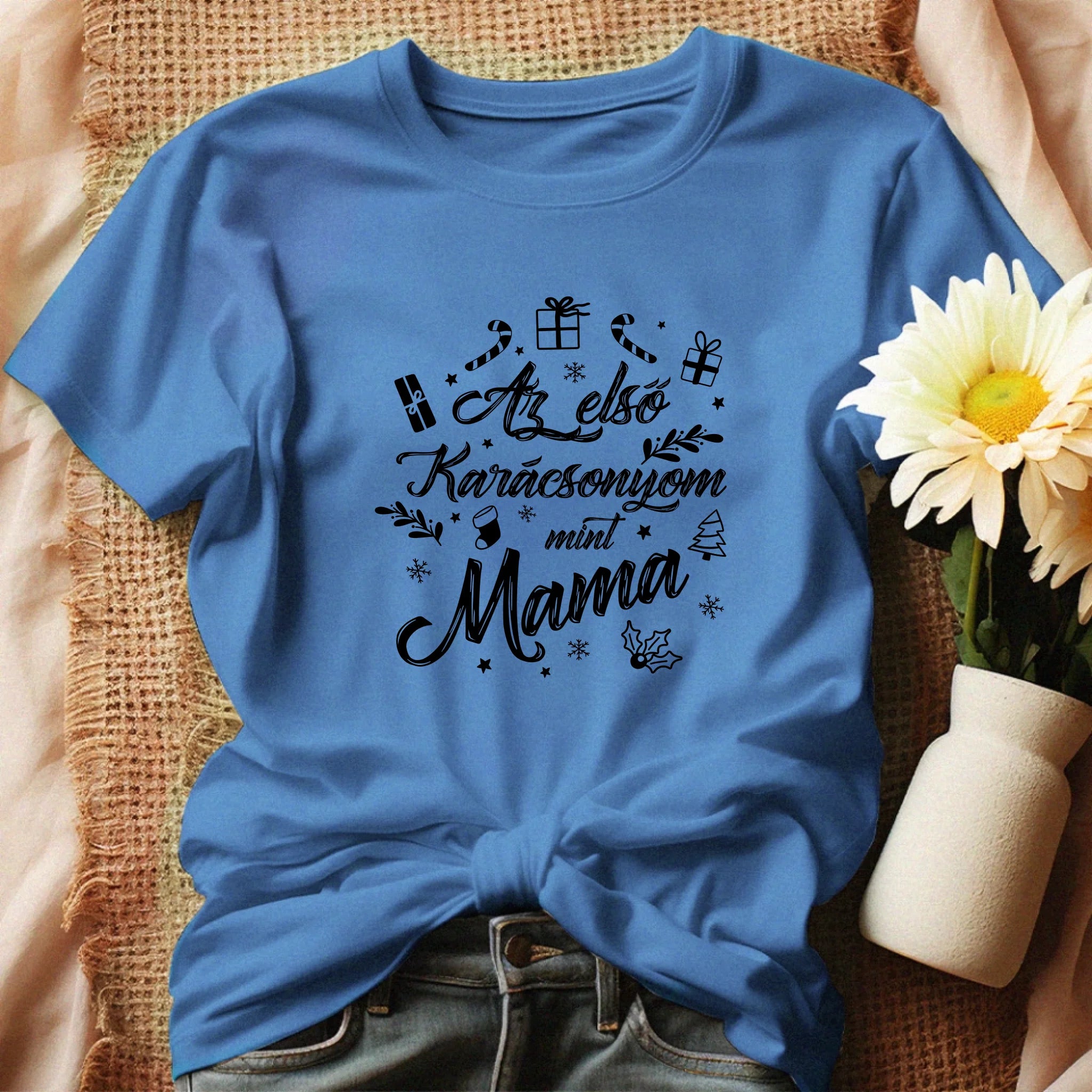 Az első karácsonyom mint mama póló -egyedi ajándék nagymamáknak