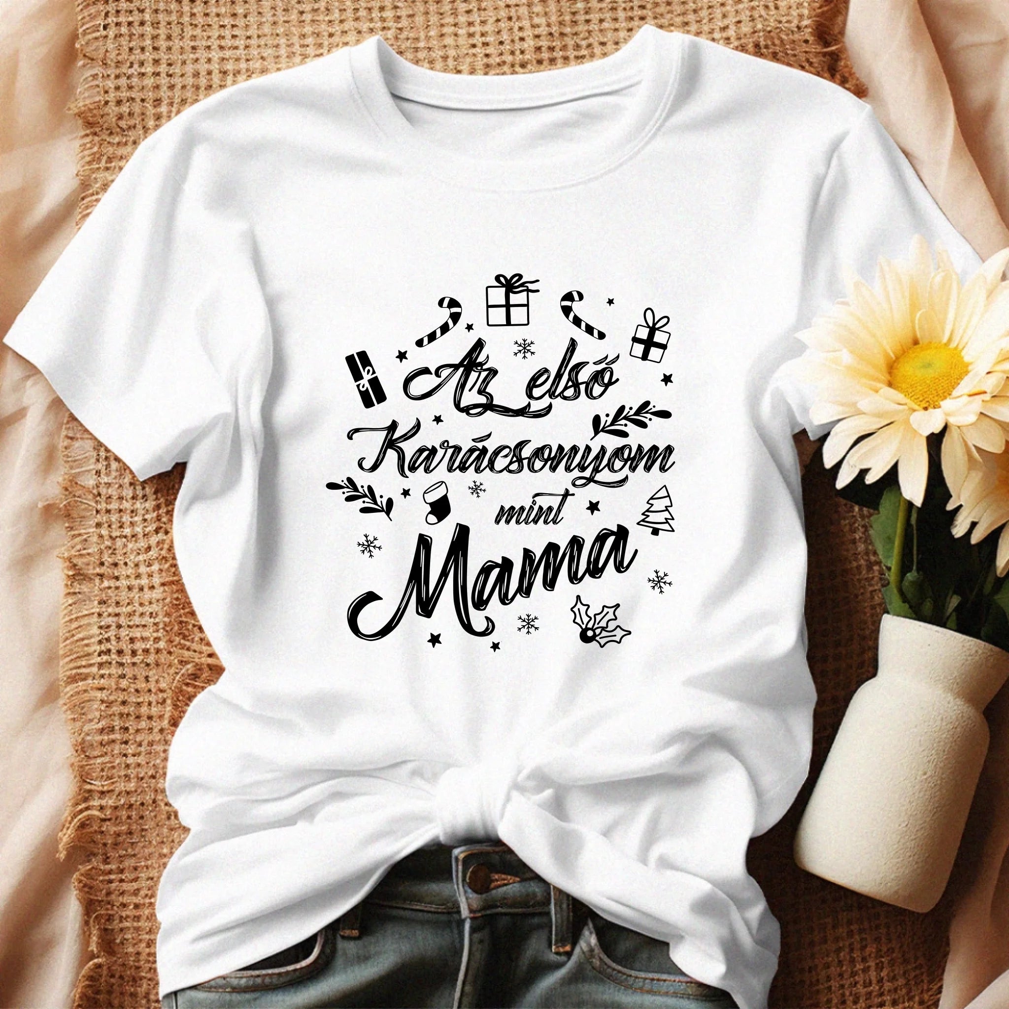 Az első karácsonyom mint mama póló -egyedi ajándék nagymamáknak