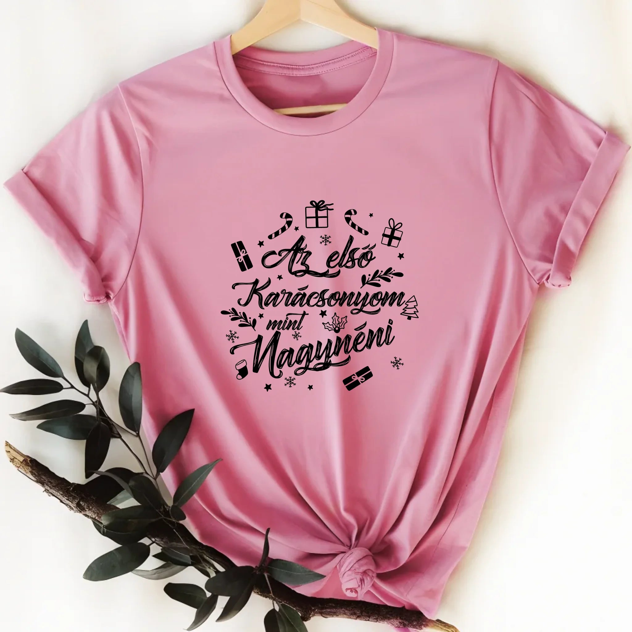 Az első karácsonyom mint nagynéni póló -egyedi ajándék nagynéniknek