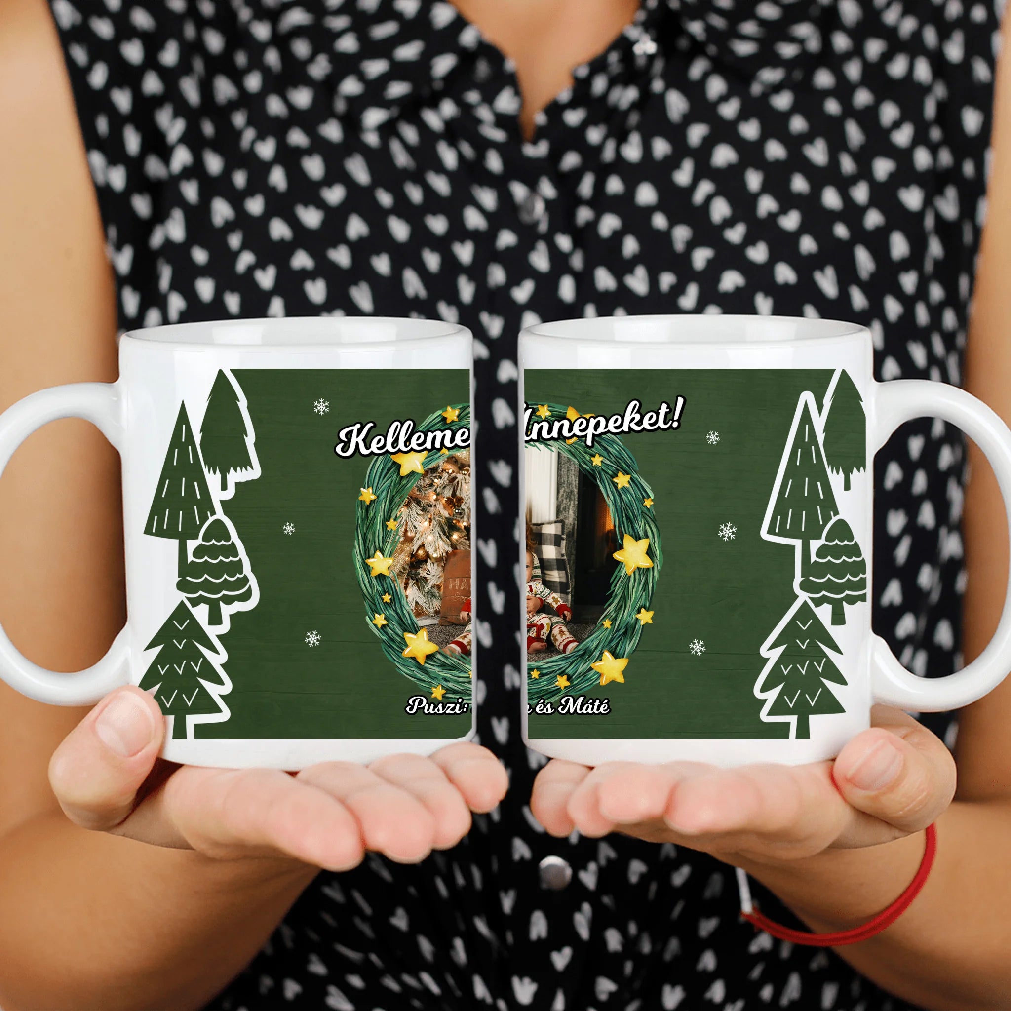 Egyedi karácsonyi bögre saját képpel és felirattal