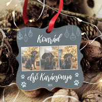 Egyedi négyzetes állatos karácsonyfadísz 3 fényképpel
