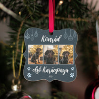 Egyedi négyzetes állatos karácsonyfadísz 3 fényképpel